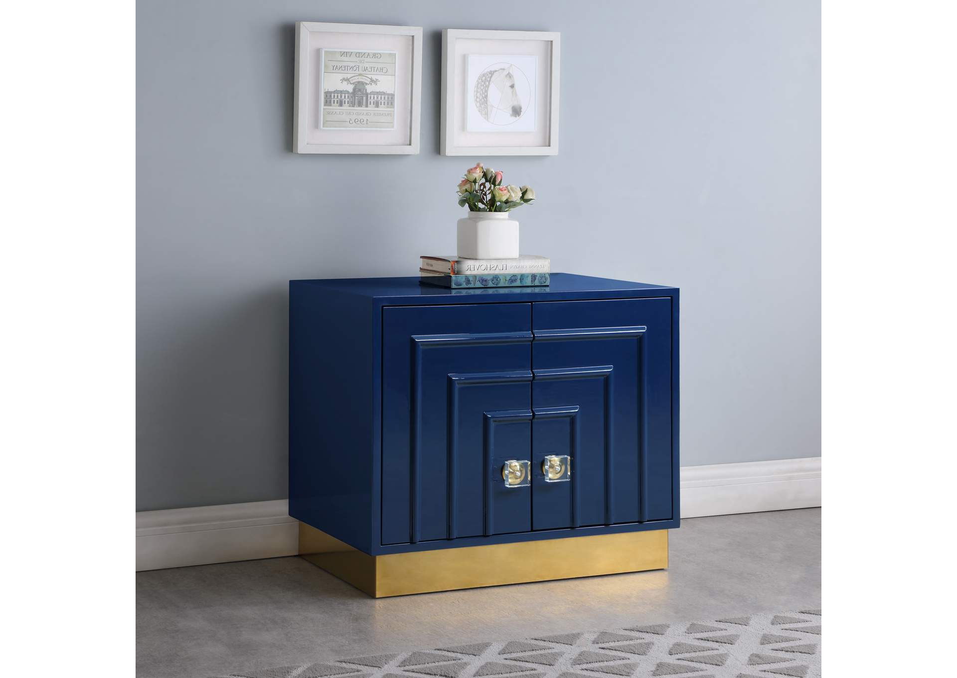 Cosmopolitan Navy Lacquer Side Table,Meridian Furniture