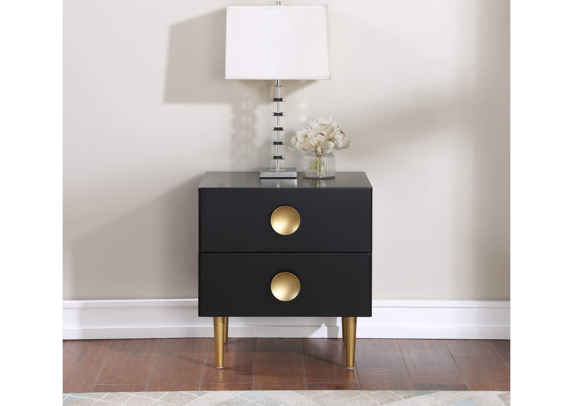 Zayne Black Night Stand,Meridian Furniture