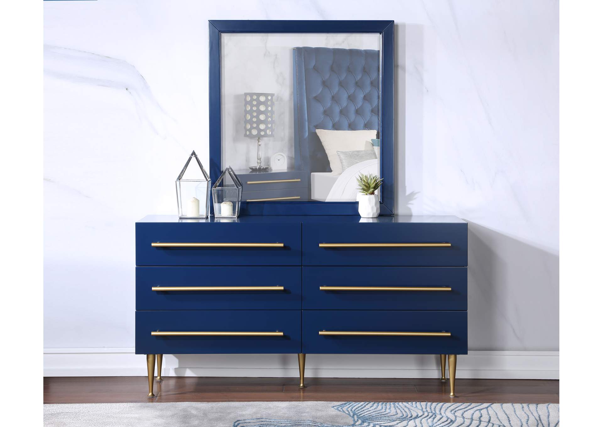 Marisol Navy Mirror,Meridian Furniture