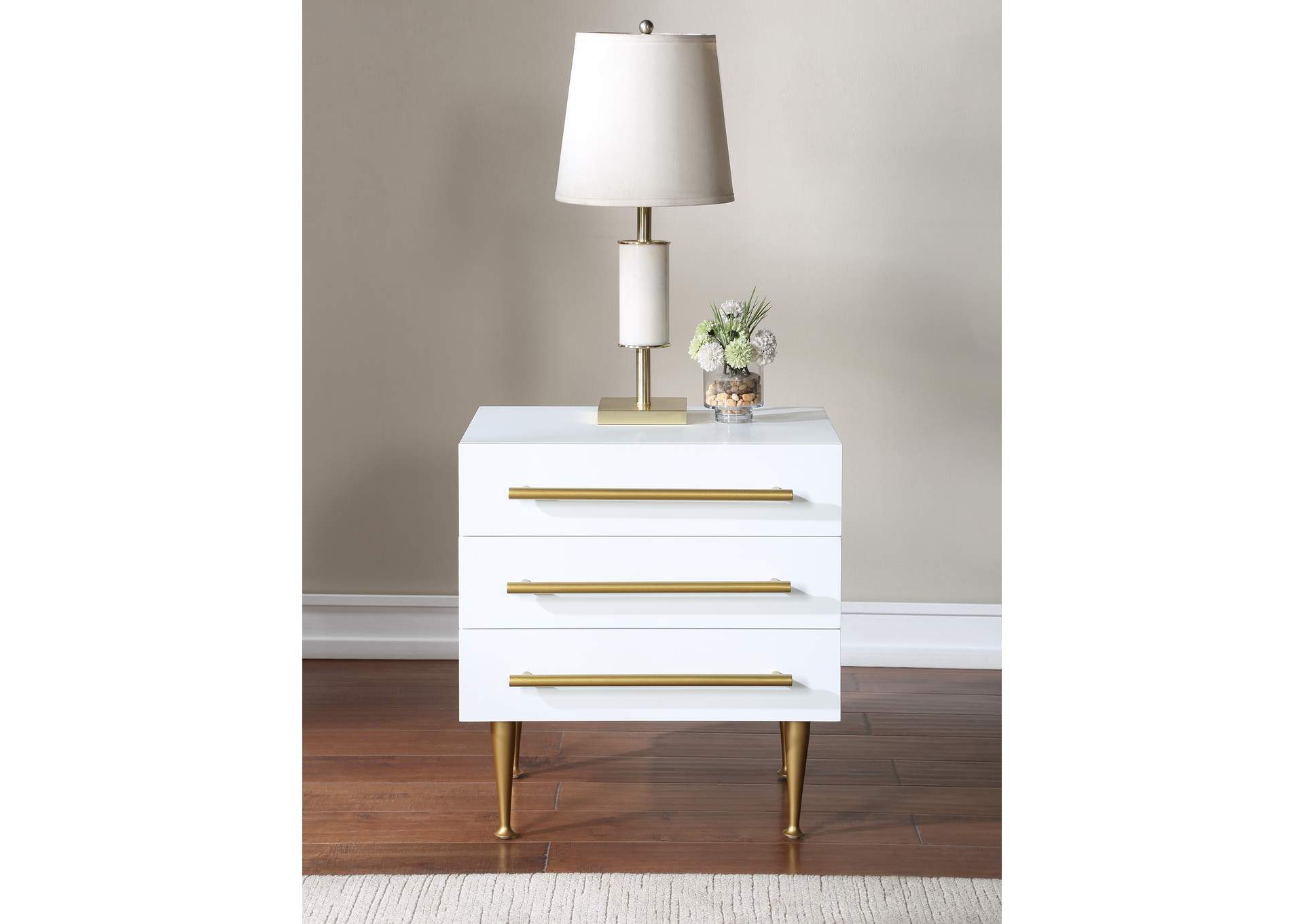 Marisol White Night Stand,Meridian Furniture