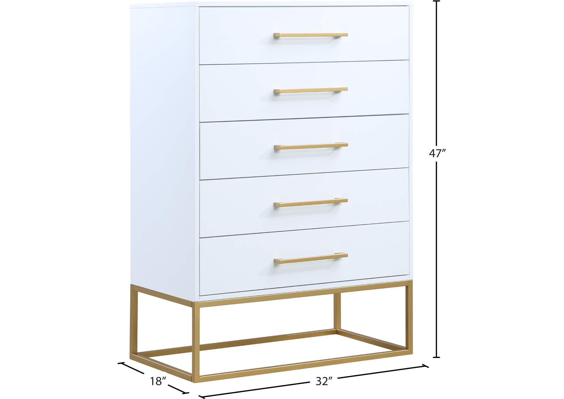 Maxine White / Gold Chest,Meridian Furniture