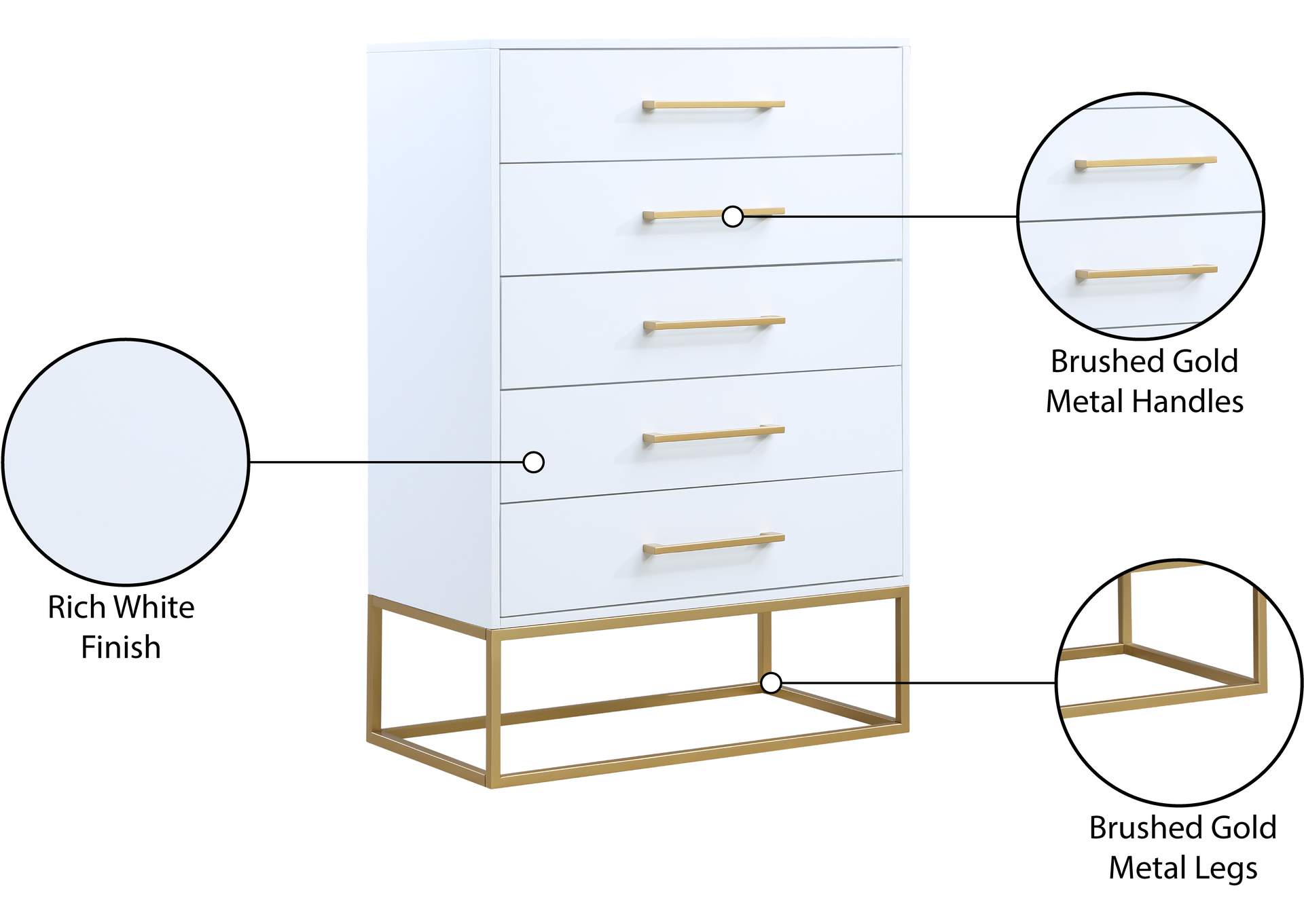 Maxine White / Gold Chest,Meridian Furniture