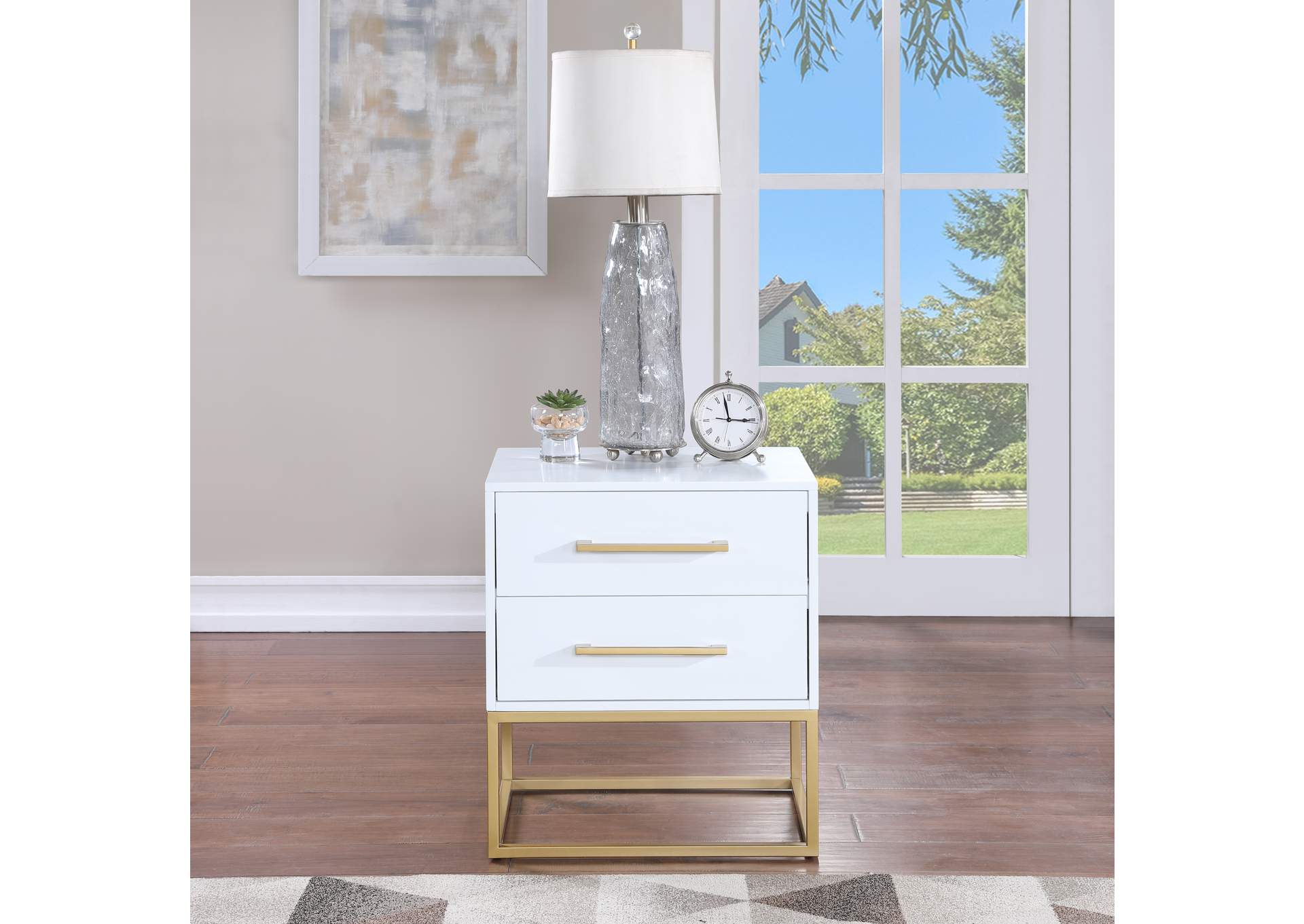 Maxine White Night Stand,Meridian Furniture