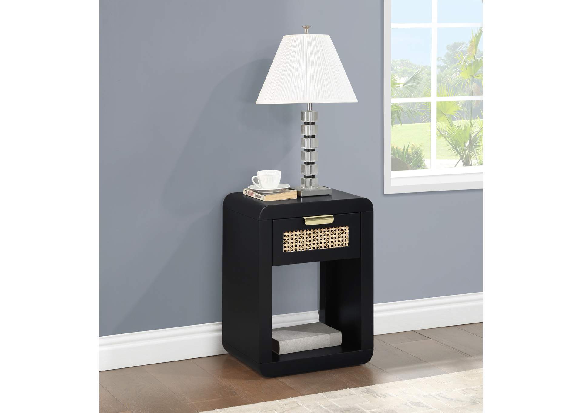 Langham Black Night Stand,Meridian Furniture