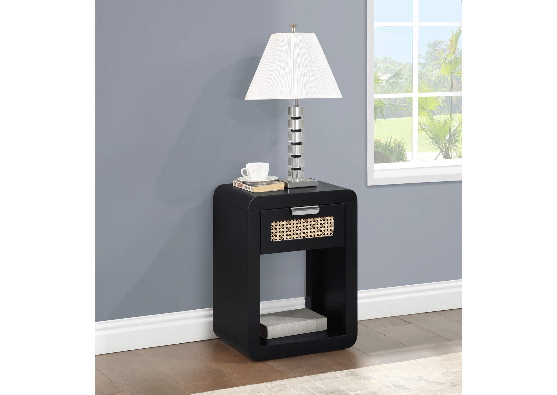 Langham Black Night Stand,Meridian Furniture