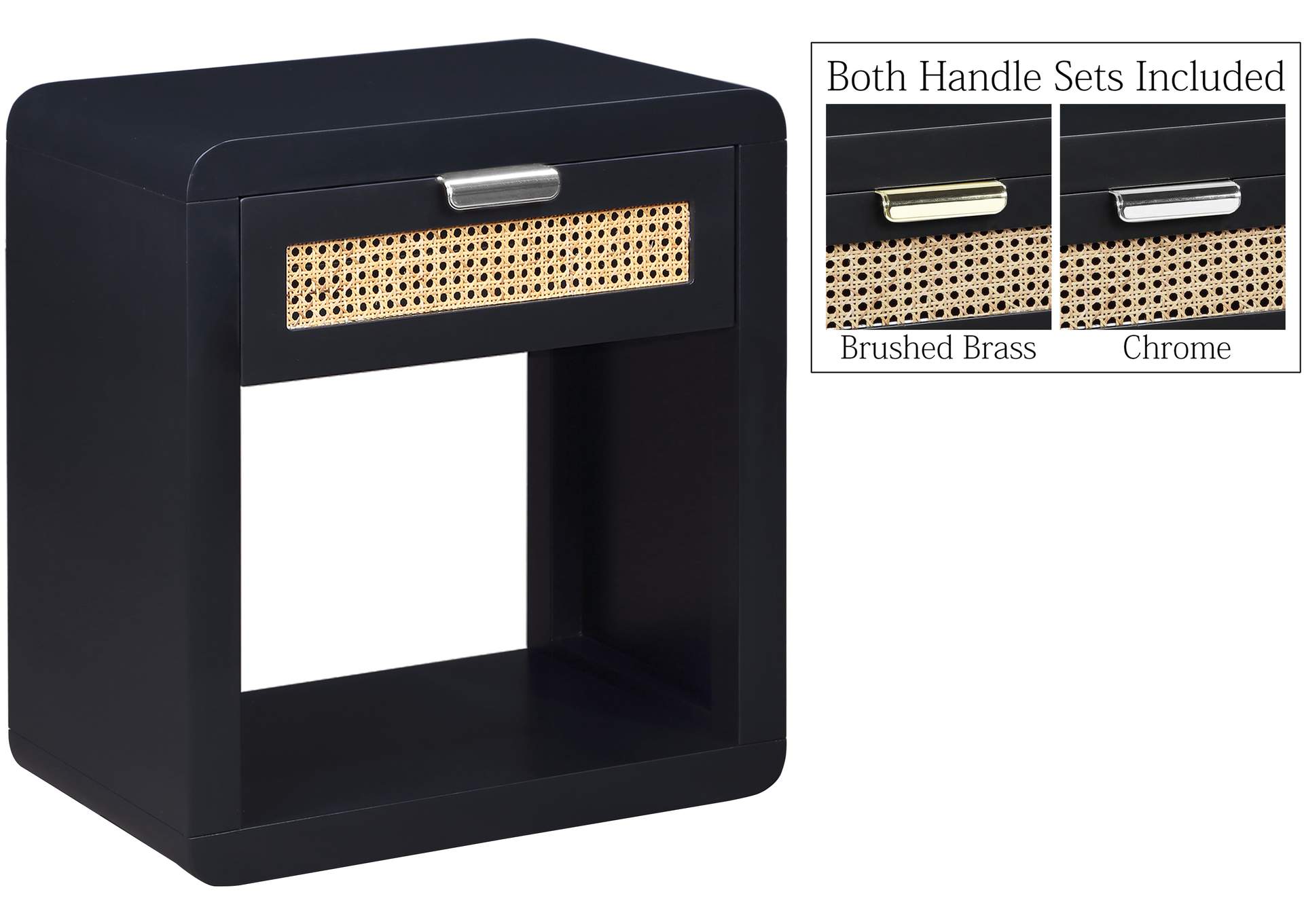 Langham Black Night Stand,Meridian Furniture