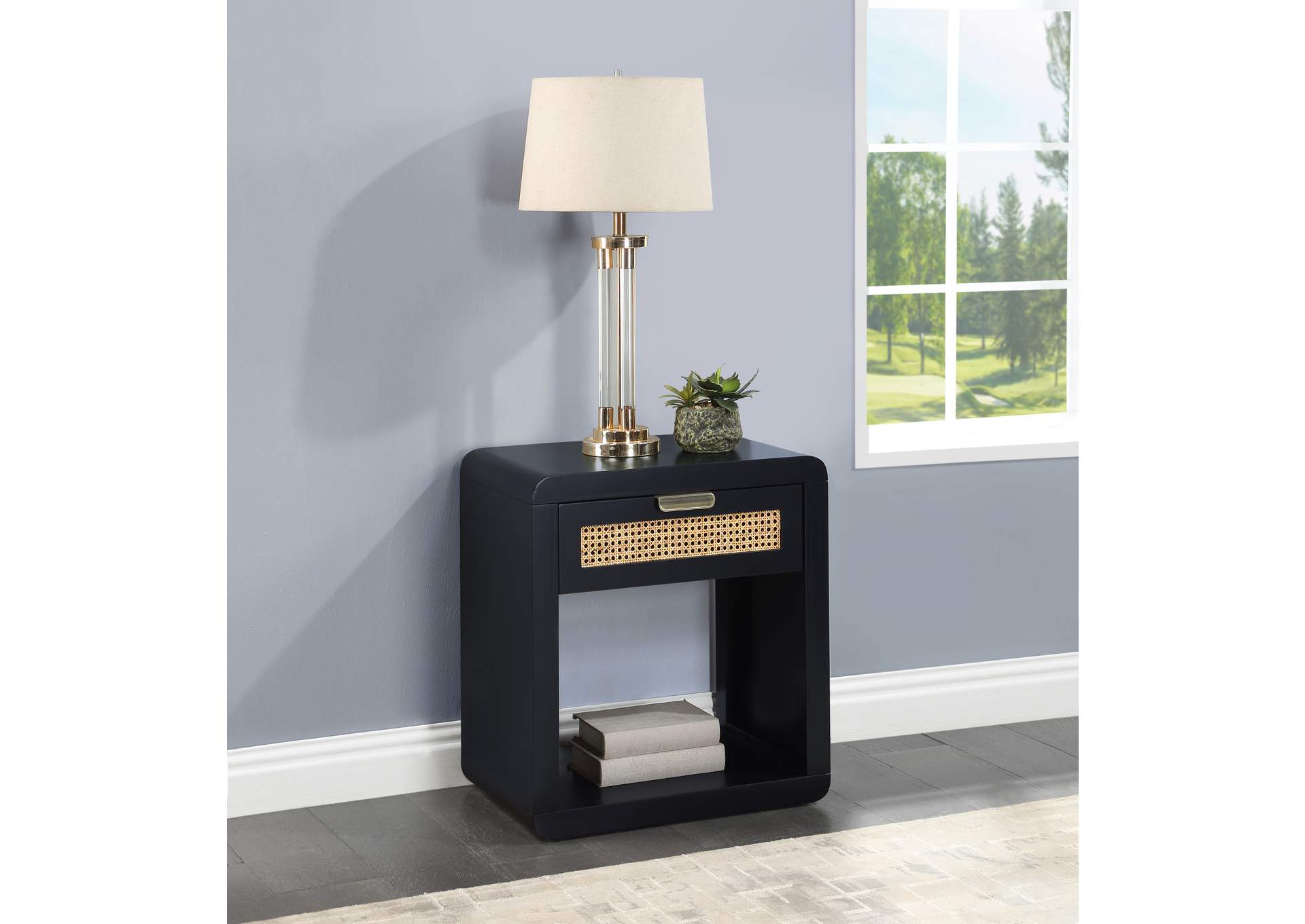 Langham Black Night Stand,Meridian Furniture