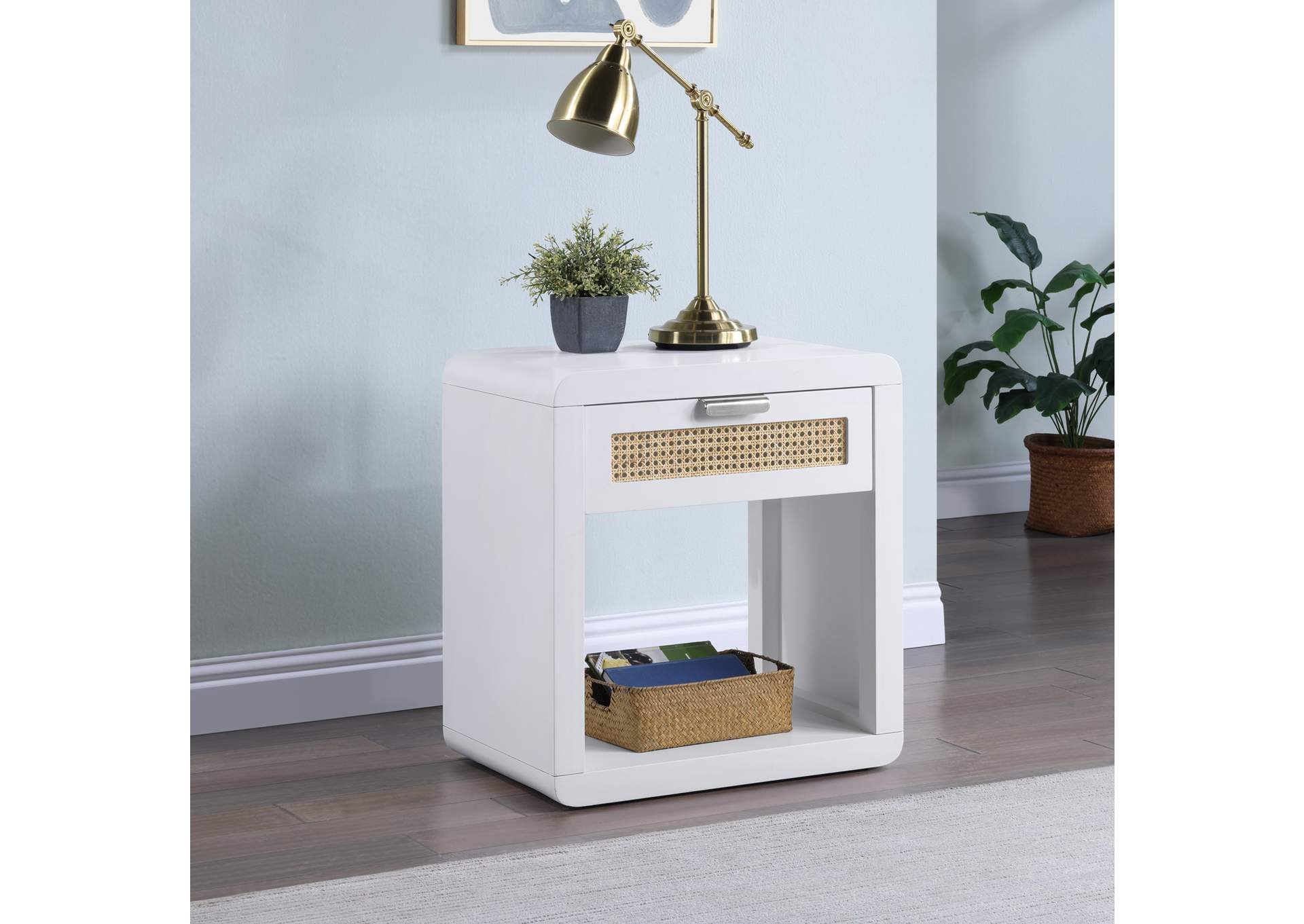 Langham White Night Stand,Meridian Furniture