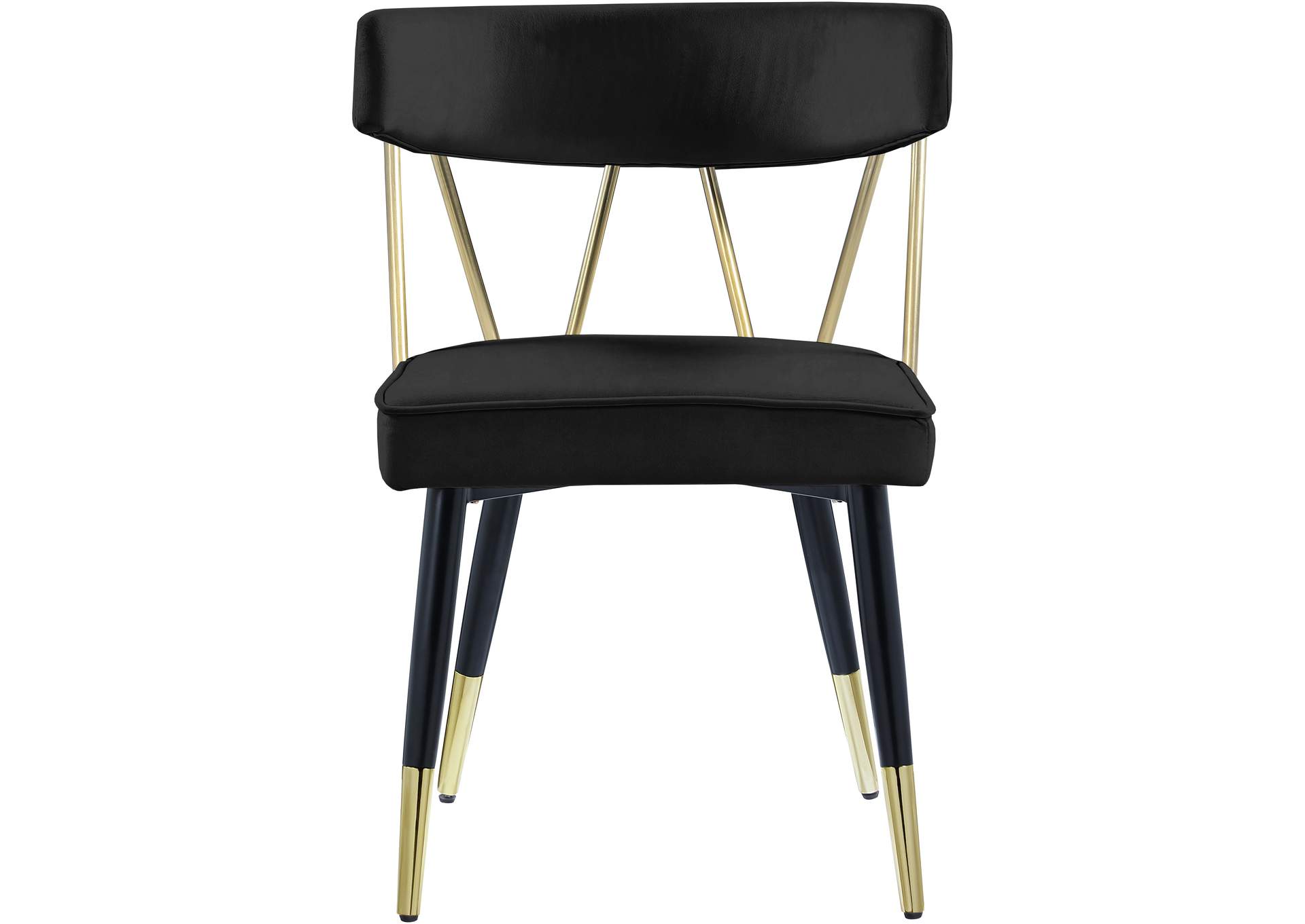 Rheingold Black Velvet Dining Chair Set of 2,Meridian Furniture