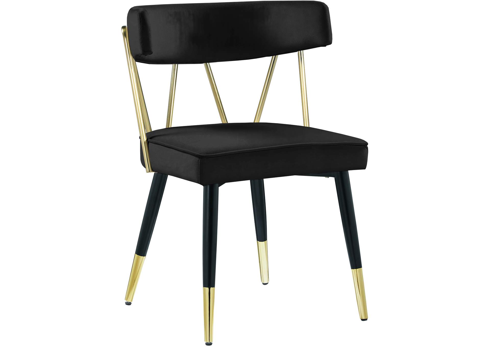 Rheingold Black Velvet Dining Chair Set of 2,Meridian Furniture