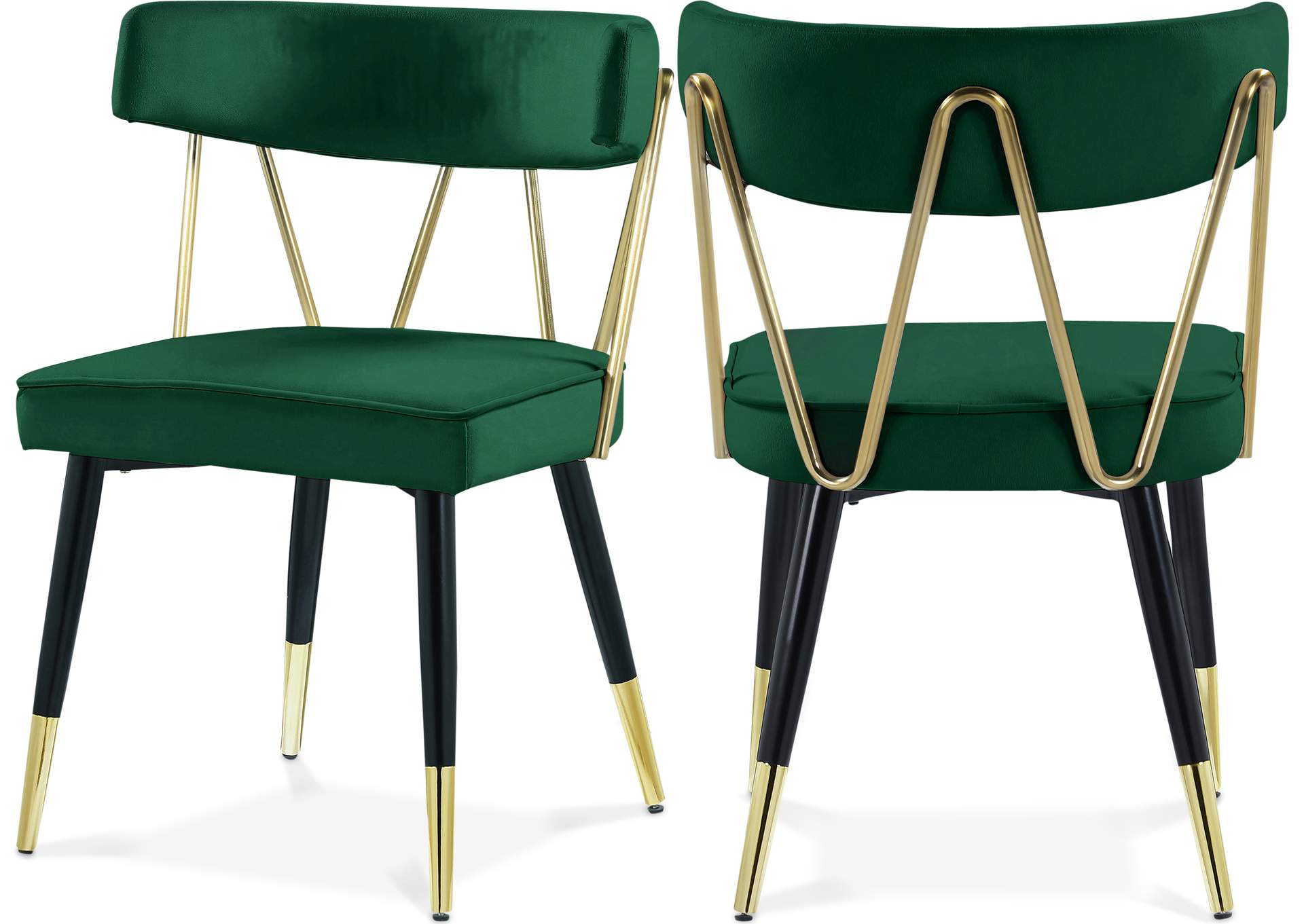 Rheingold Green Velvet Dining Chair Set of 2,Meridian Furniture