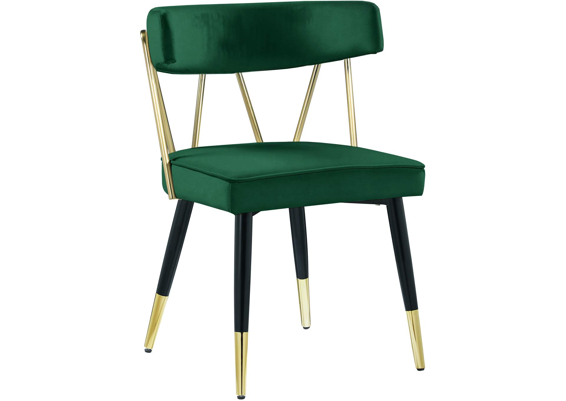 Rheingold Green Velvet Dining Chair Set of 2,Meridian Furniture