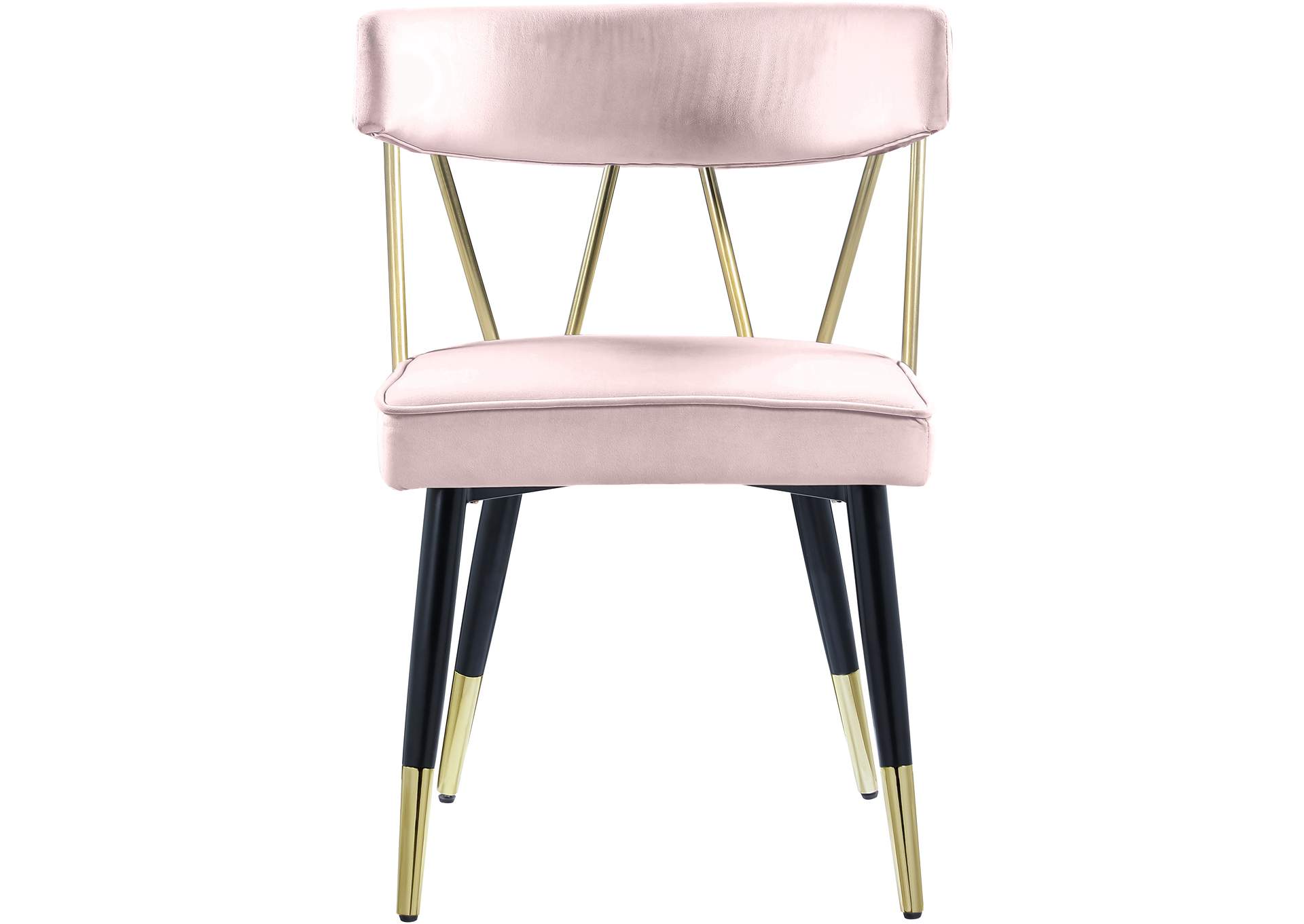 Rheingold Pink Velvet Dining Chair Set of 2,Meridian Furniture