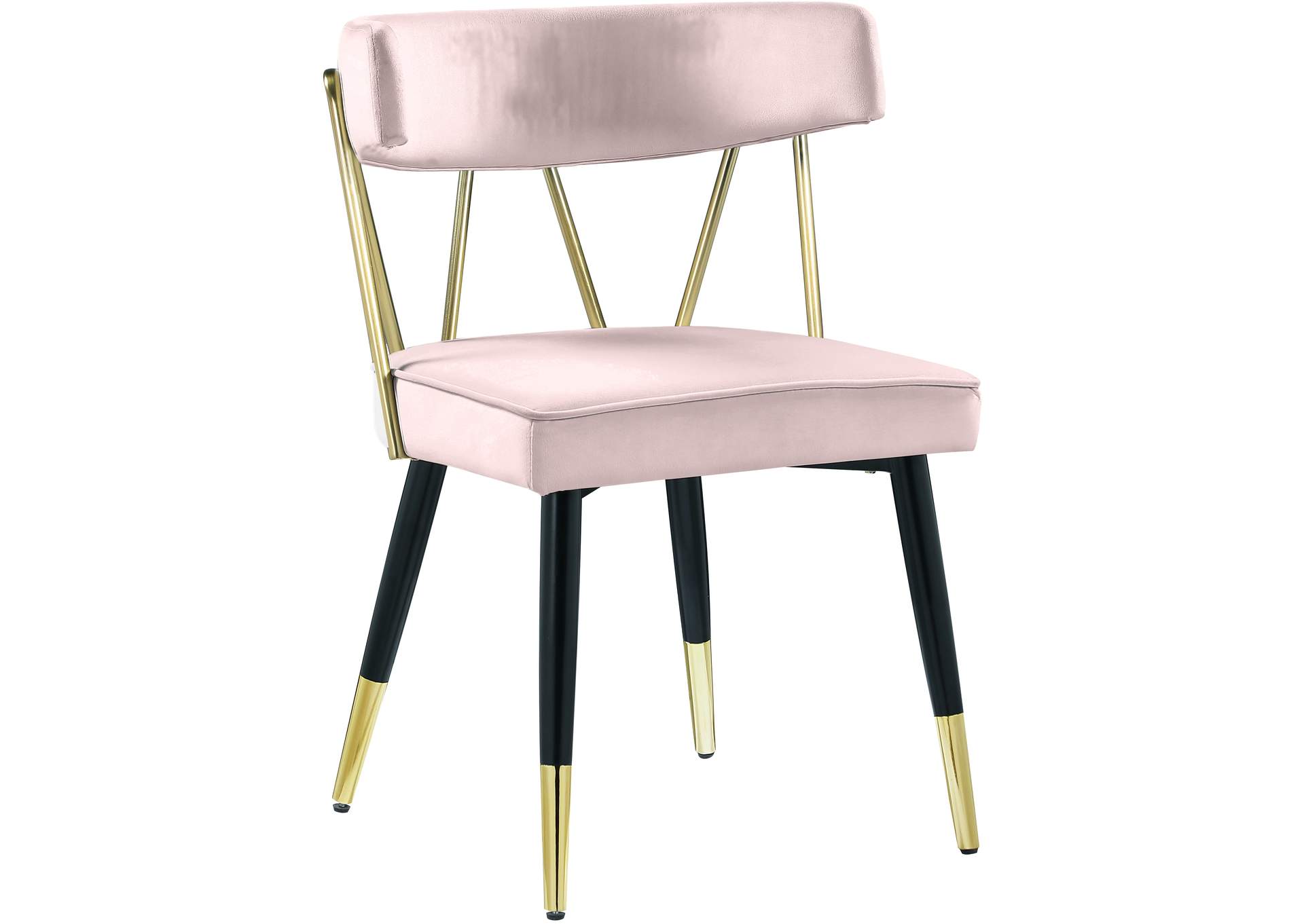 Rheingold Pink Velvet Dining Chair Set of 2,Meridian Furniture