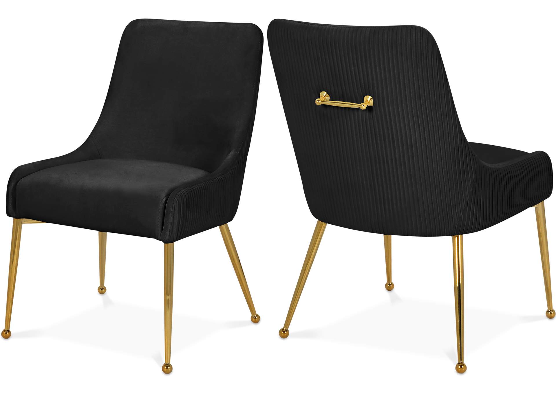 Ace Black Velvet Dining Chair Set of 2,Meridian Furniture