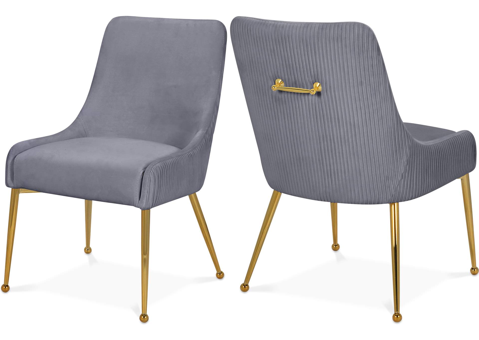 Ace Grey Velvet Dining Chair Set of 2,Meridian Furniture