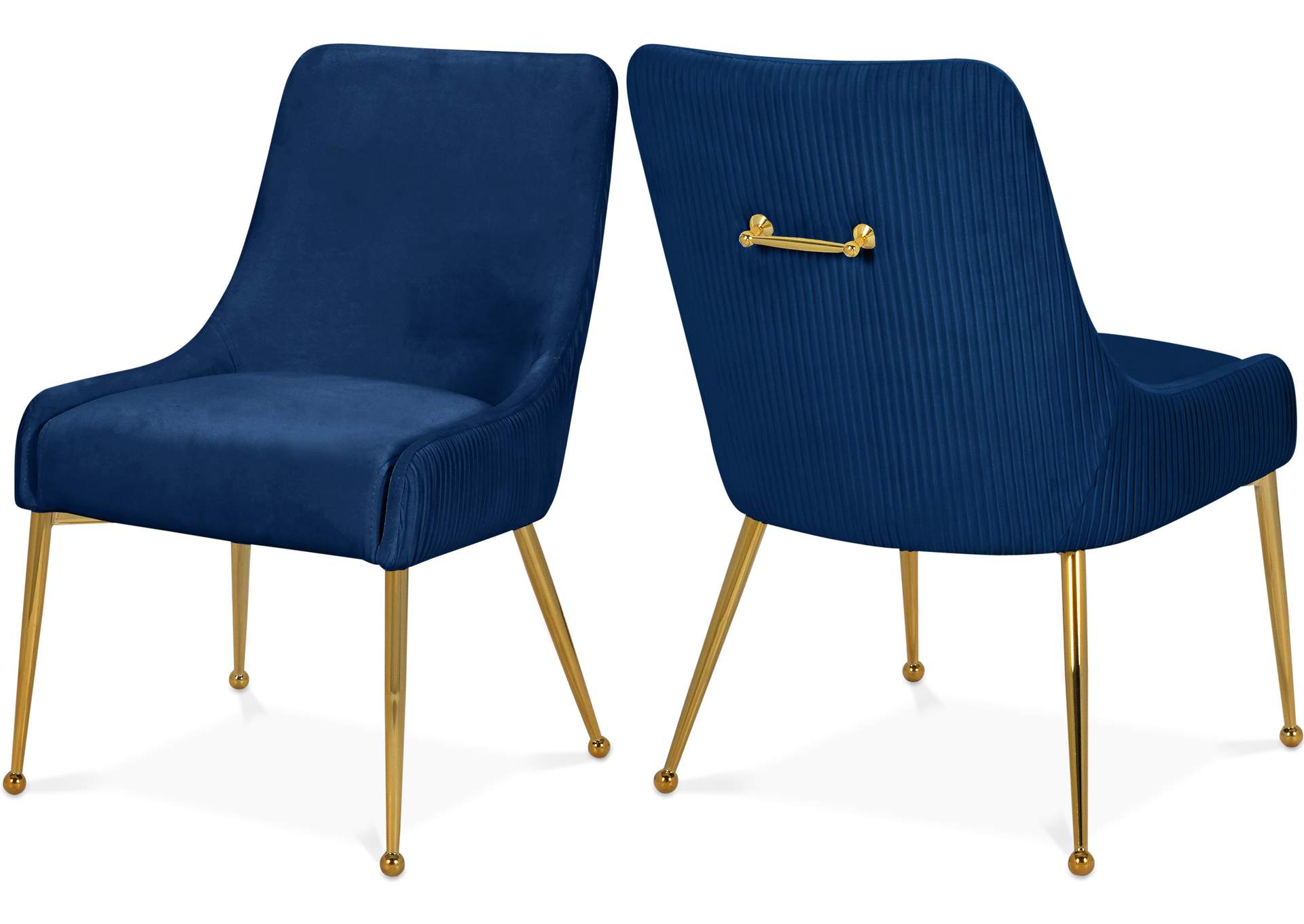 Ace Navy Velvet Dining Chair Set of 2,Meridian Furniture