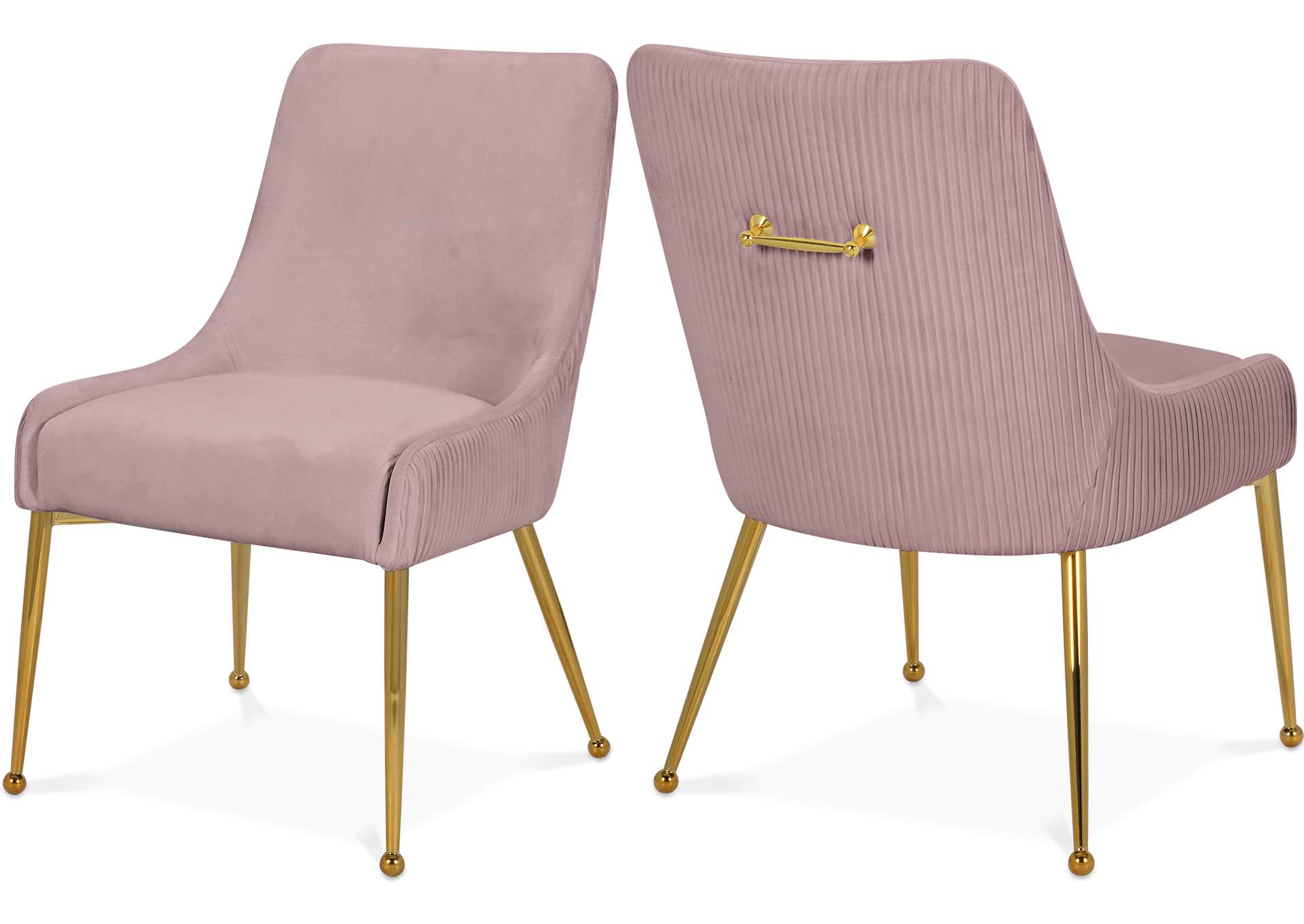 Ace Pink Velvet Dining Chair Set of 2,Meridian Furniture