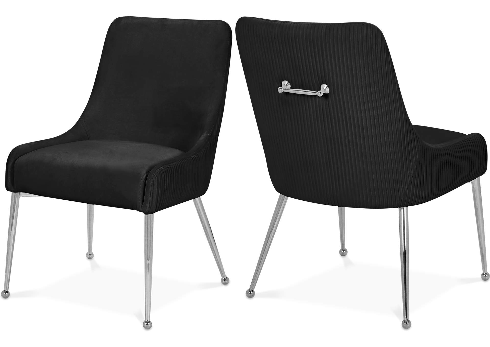 Ace Black Velvet Dining Chair Set of 2,Meridian Furniture