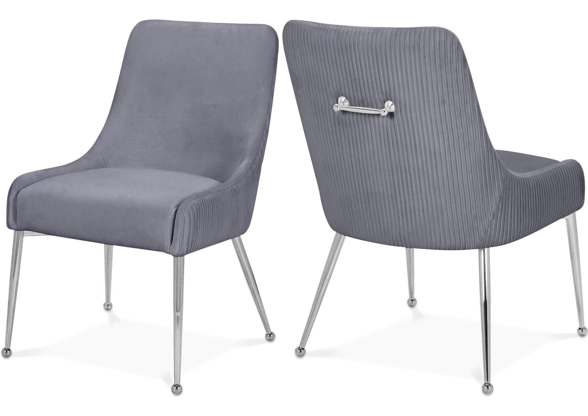 Ace Grey Velvet Dining Chair Set of 2,Meridian Furniture