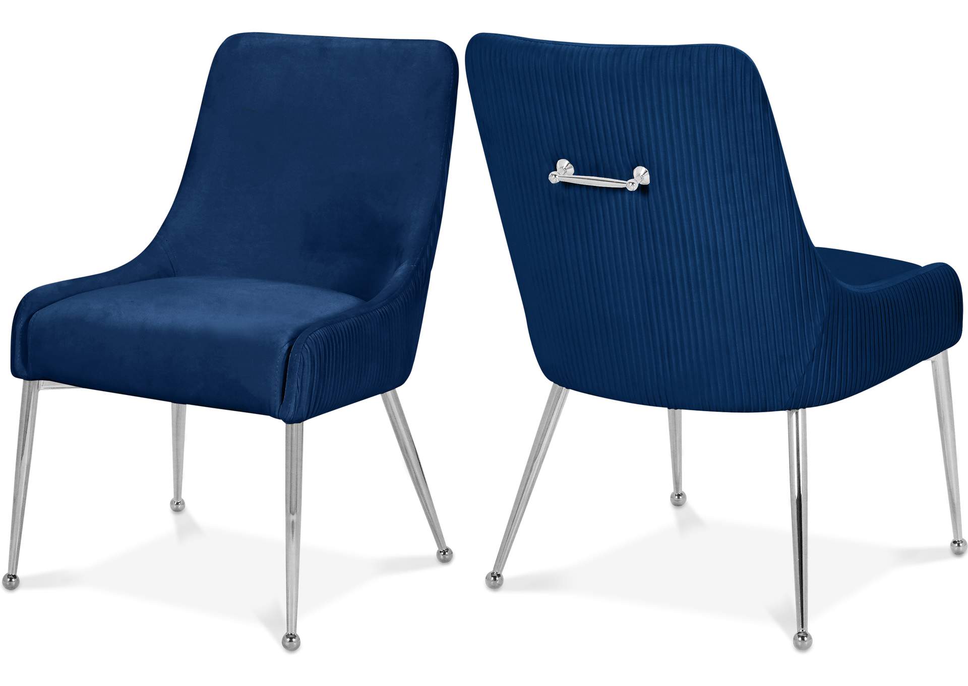 Ace Navy Velvet Dining Chair Set of 2,Meridian Furniture