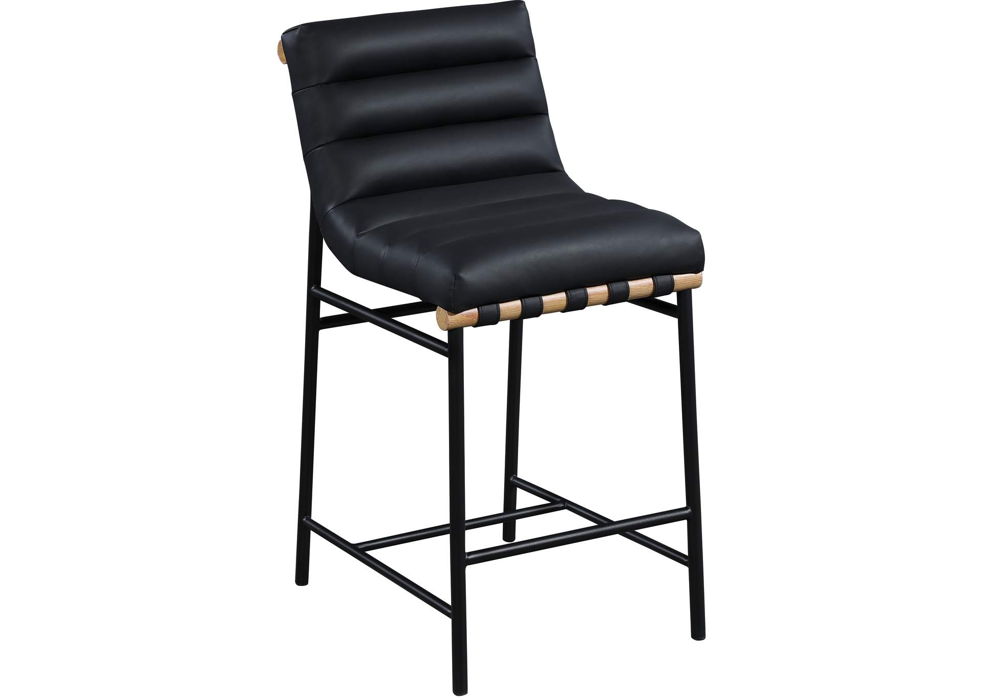 Burke Black Faux Leather Counter Stool,Meridian Furniture