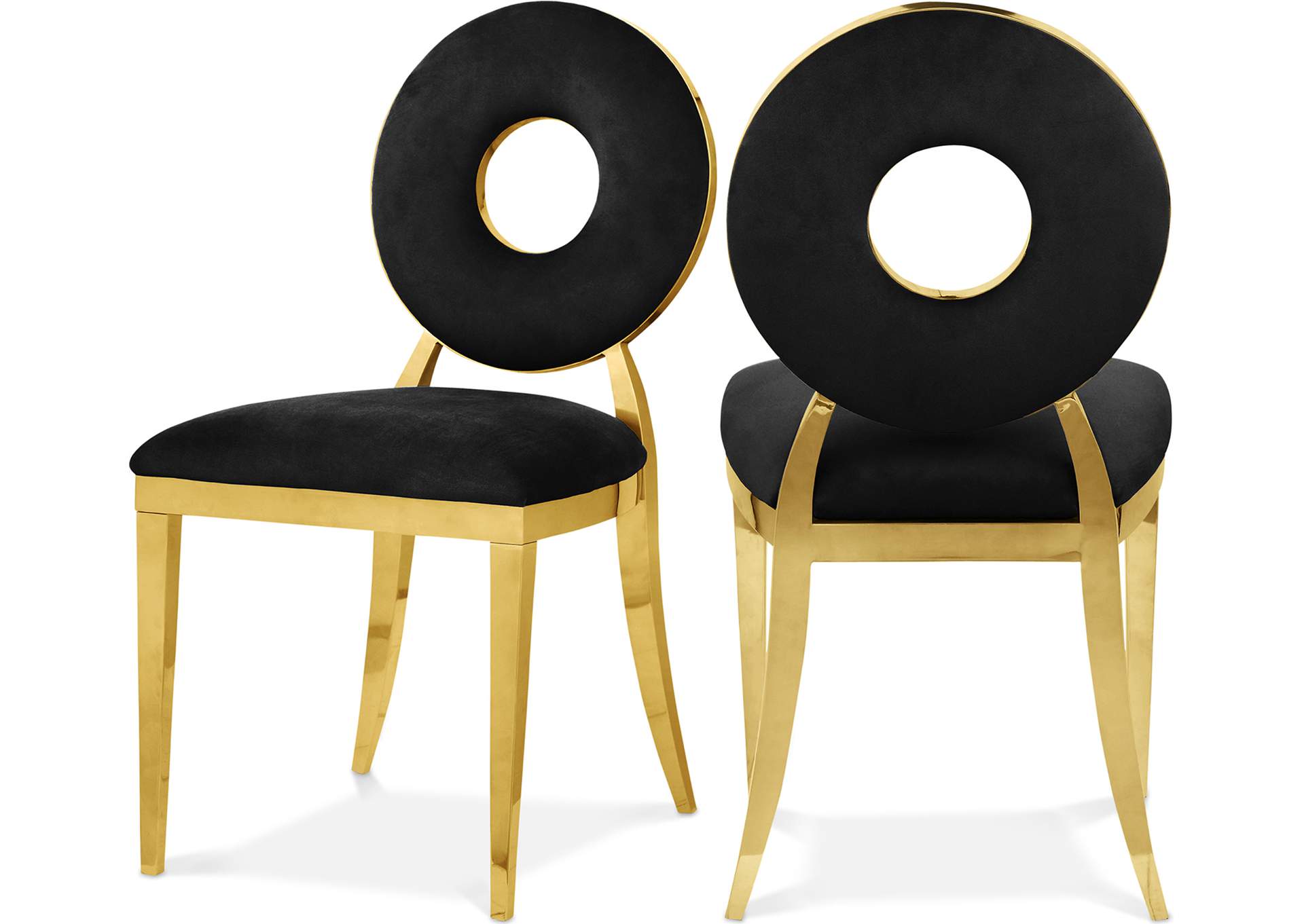 Carousel Black Velvet Dining Chair Set of 2,Meridian Furniture