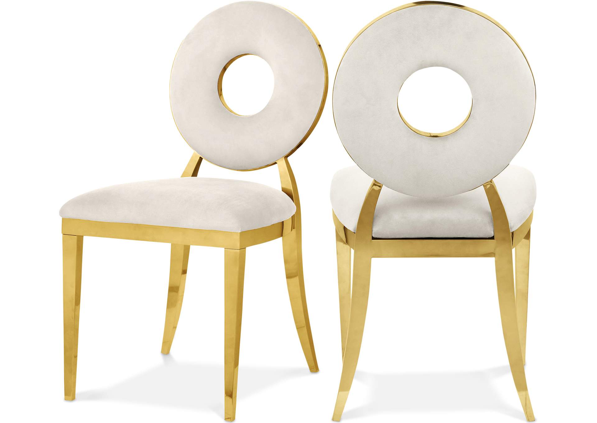 Carousel Cream Velvet Dining Chair Set of 2,Meridian Furniture