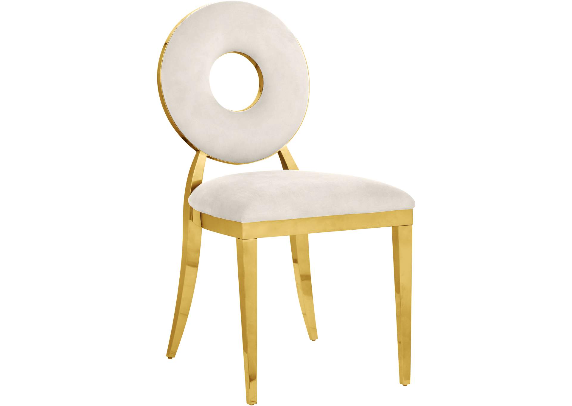 Carousel Cream Velvet Dining Chair Set of 2,Meridian Furniture