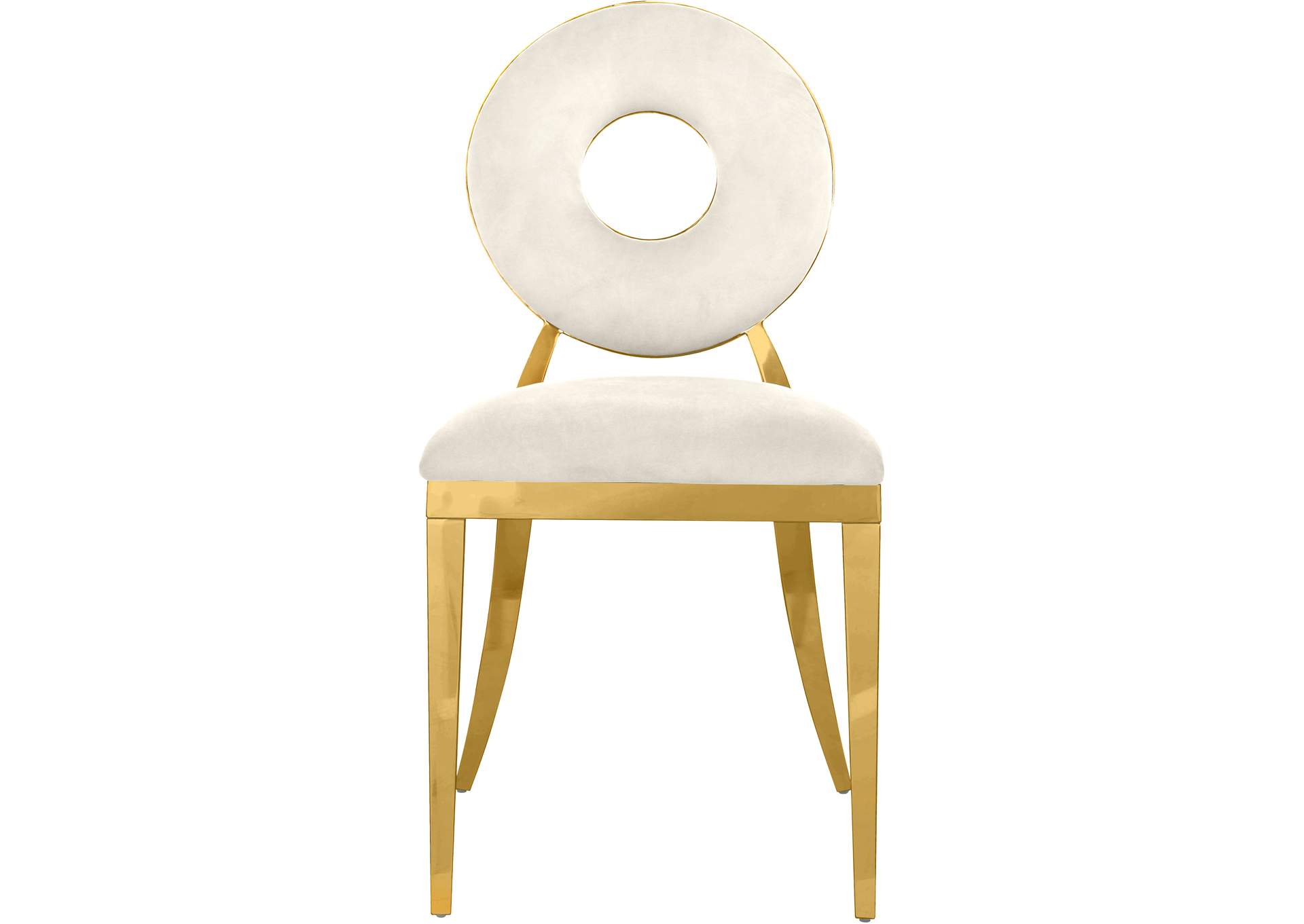 Carousel Cream Velvet Dining Chair Set of 2,Meridian Furniture