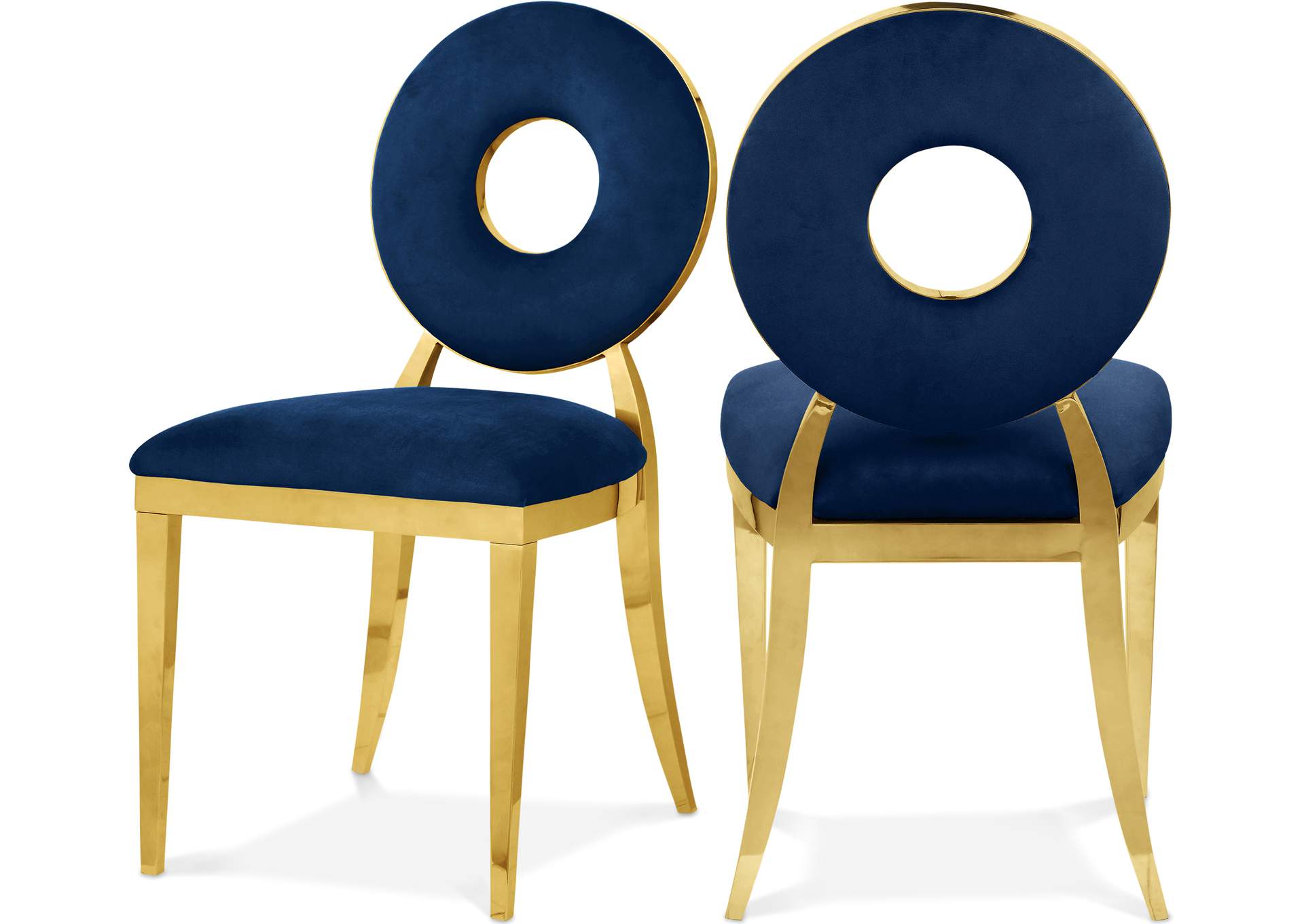 Carousel Navy Velvet Dining Chair Set of 2,Meridian Furniture