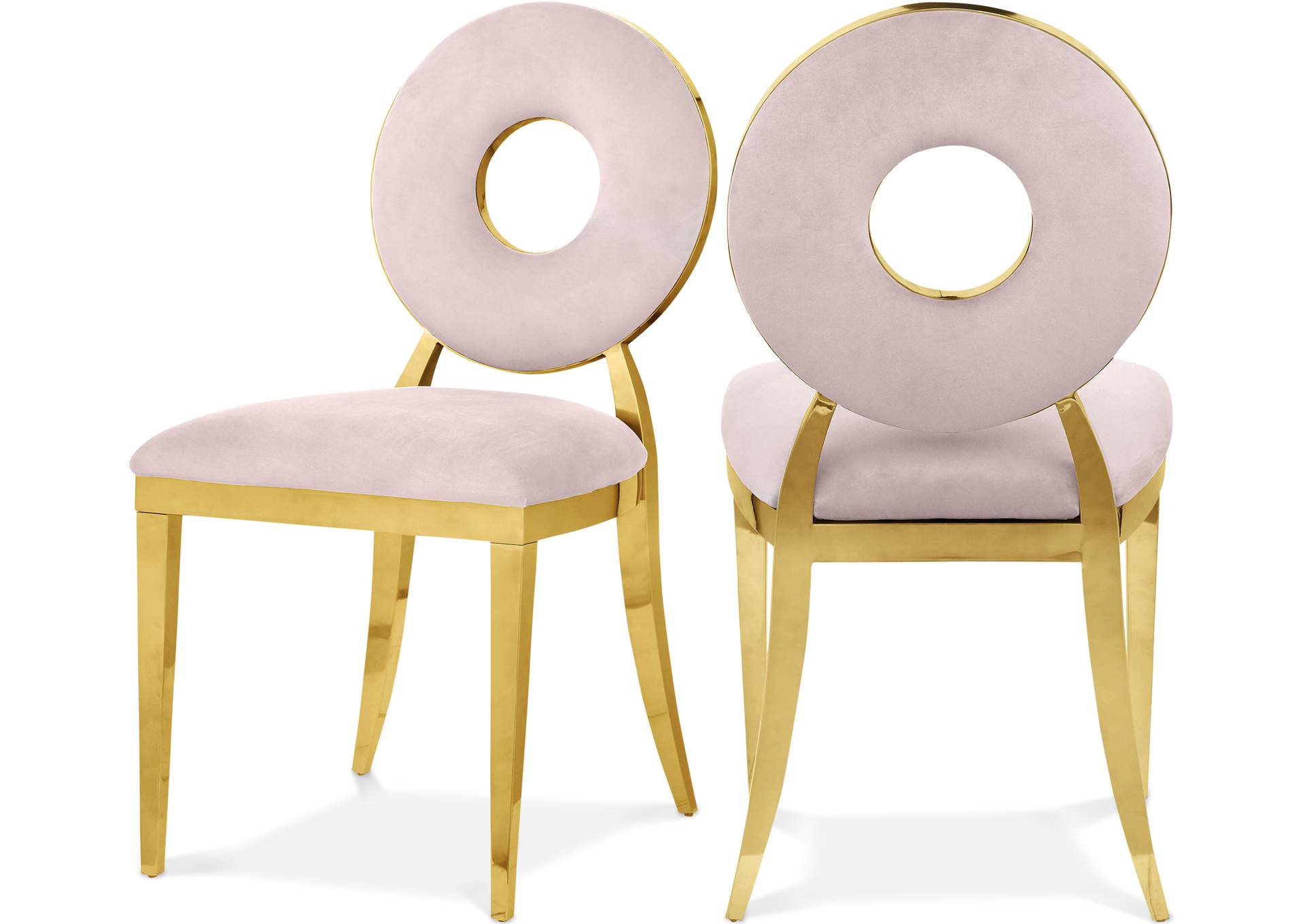 Carousel Pink Velvet Dining Chair Set of 2,Meridian Furniture