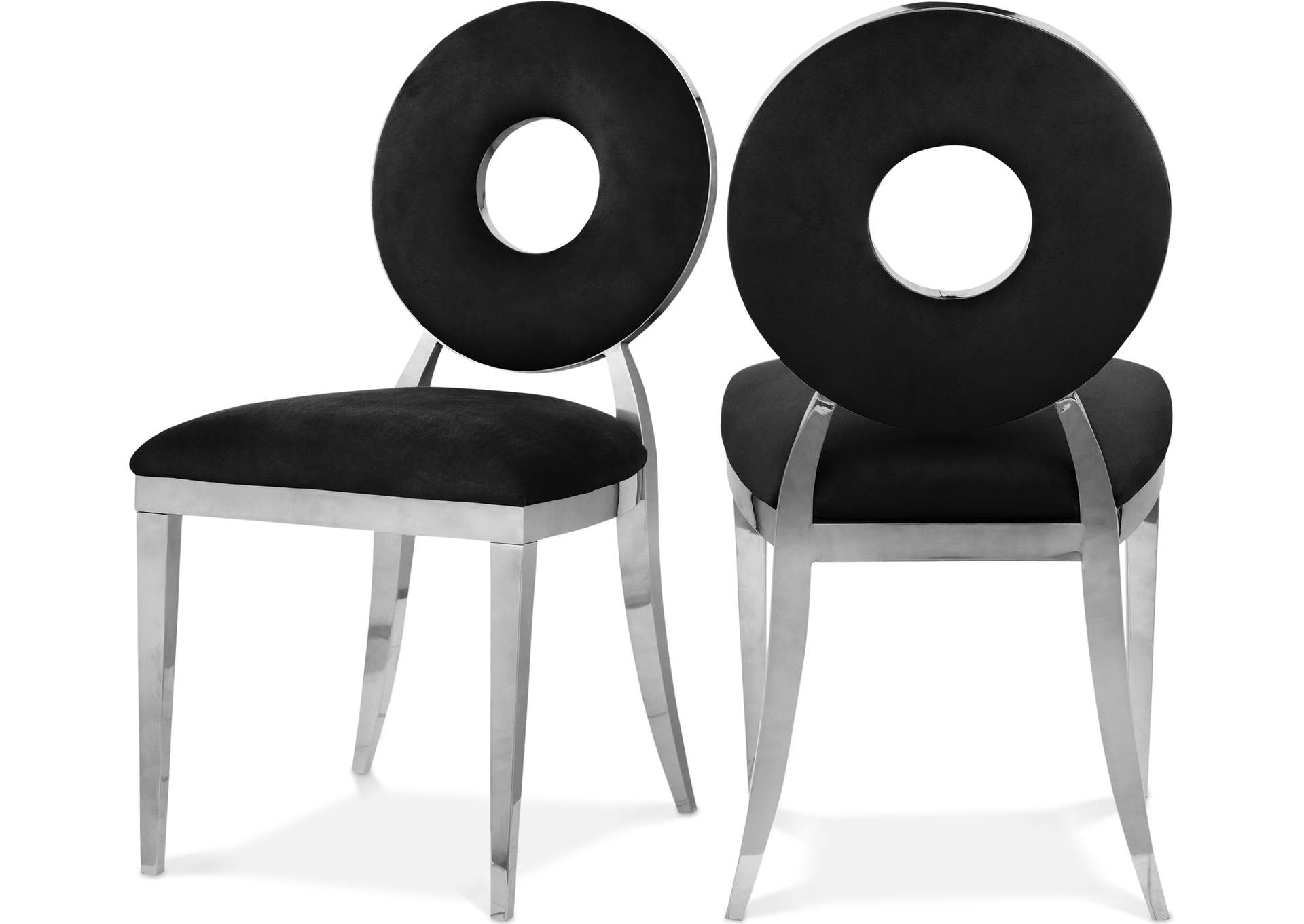 Carousel Black Velvet Dining Chair Set of 2,Meridian Furniture