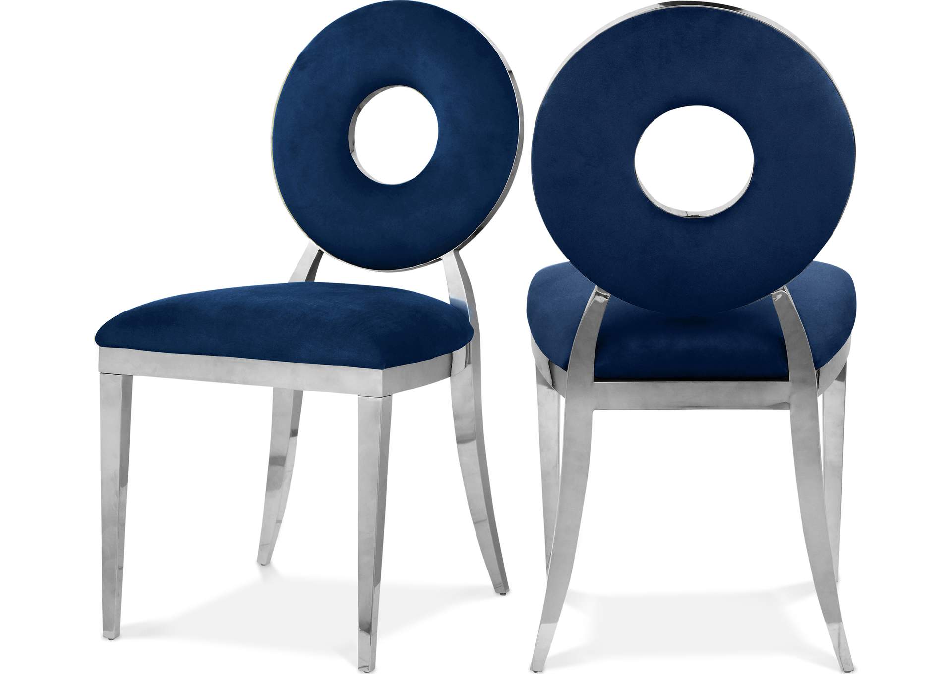 Carousel Navy Velvet Dining Chair Set of 2,Meridian Furniture