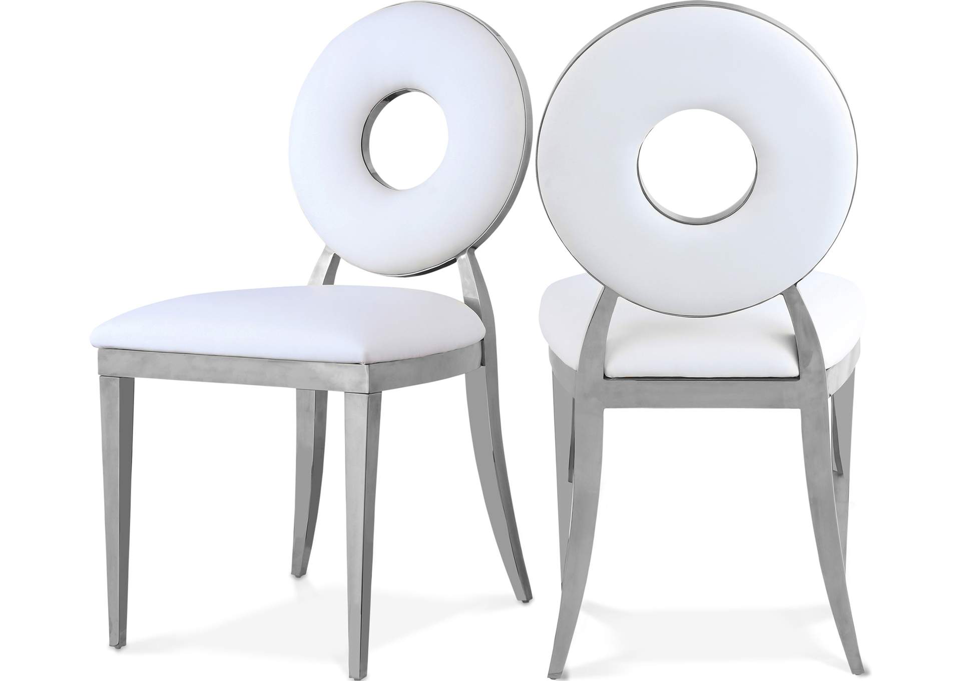 Carousel White Faux Leather Dining Chair Set of 2,Meridian Furniture