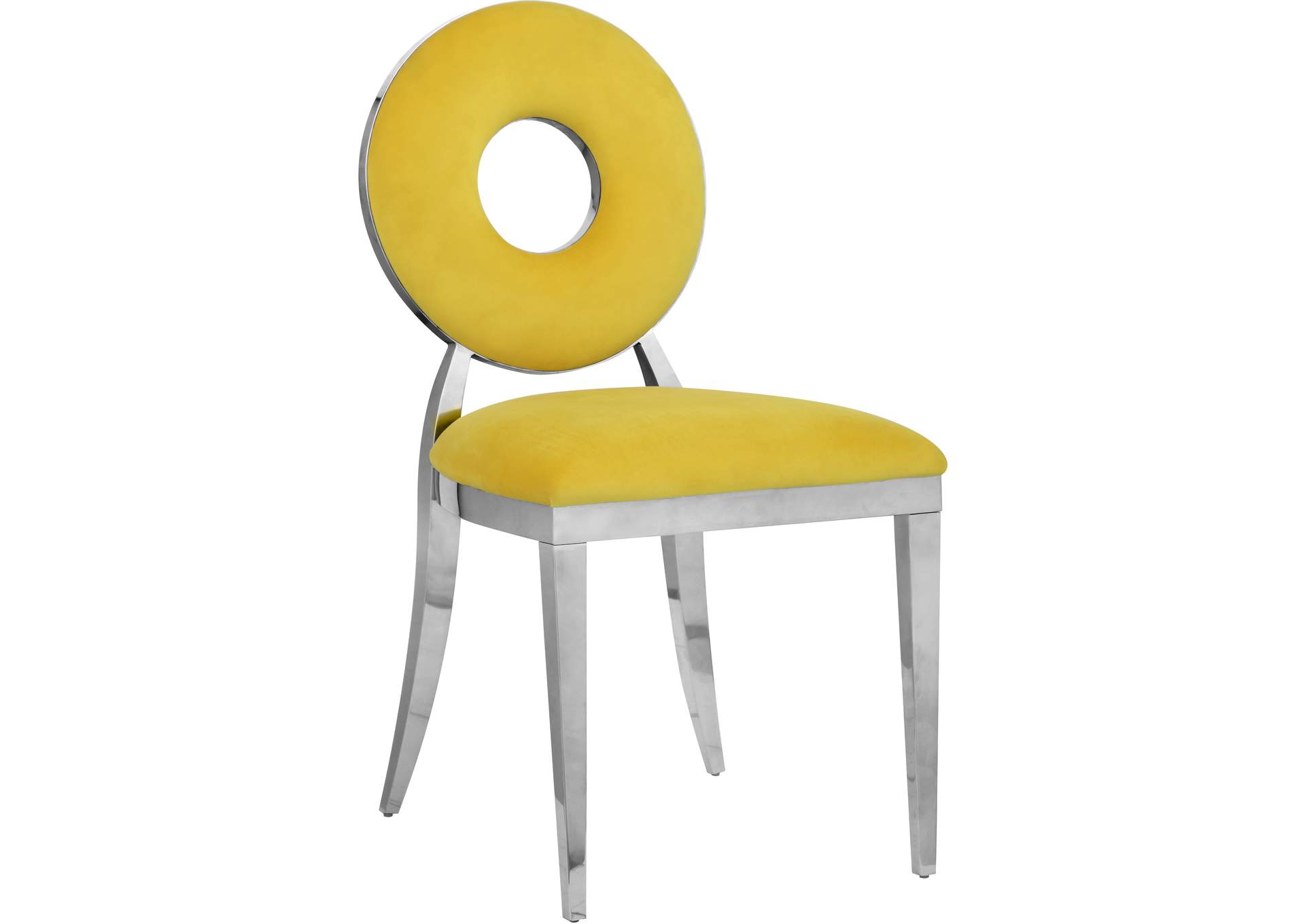 Carousel Yellow Velvet Dining Chair Set of 2,Meridian Furniture