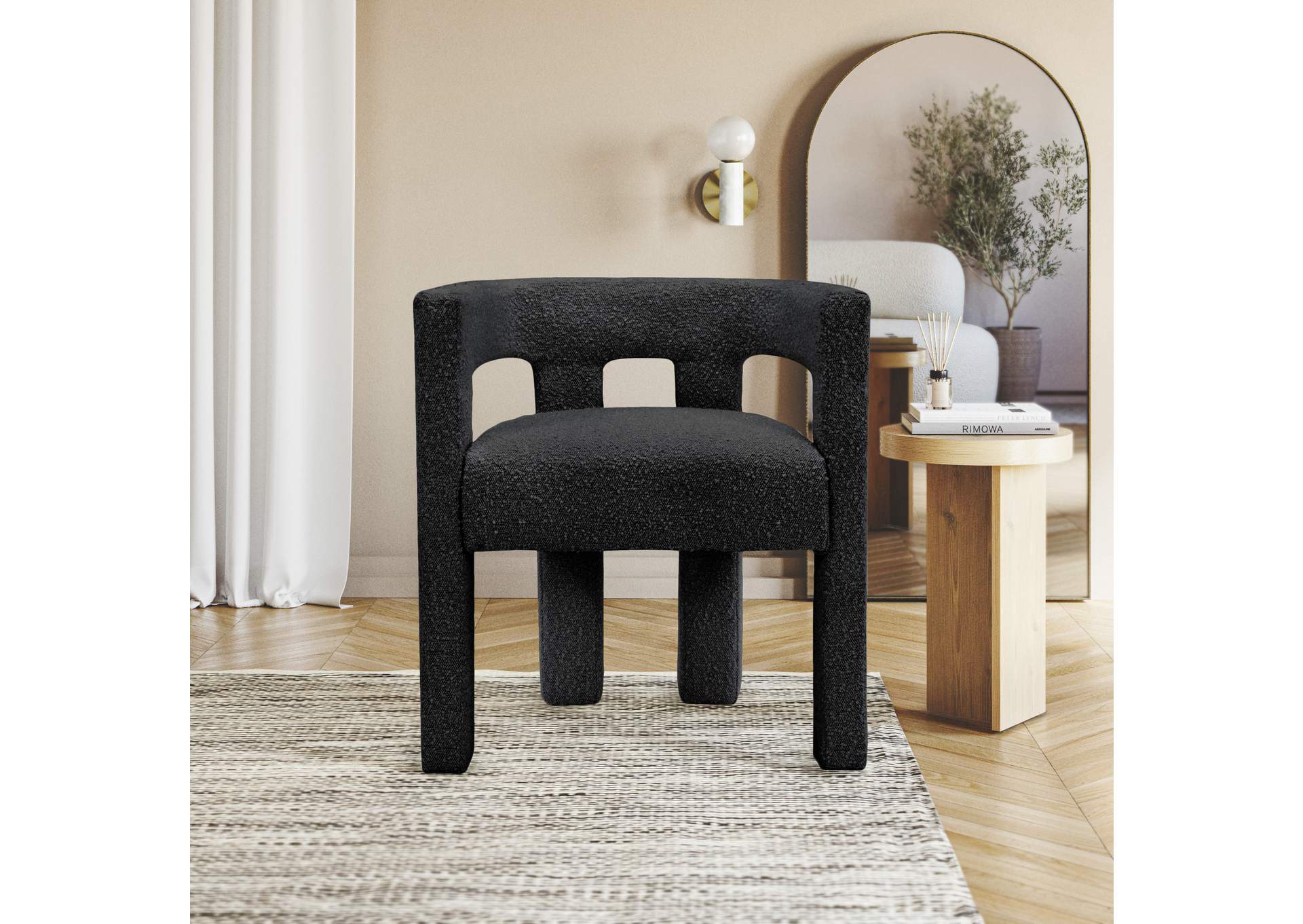 Athena Black Boucle Fabric Accent - Dining Chair,Meridian Furniture