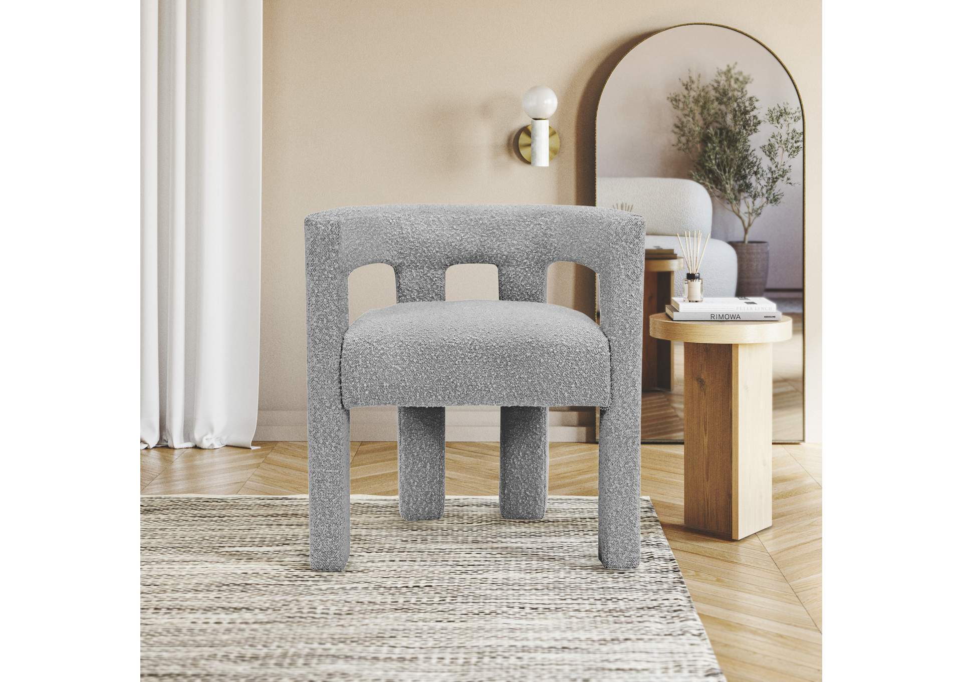 Athena Grey Boucle Fabric Accent - Dining Chair,Meridian Furniture