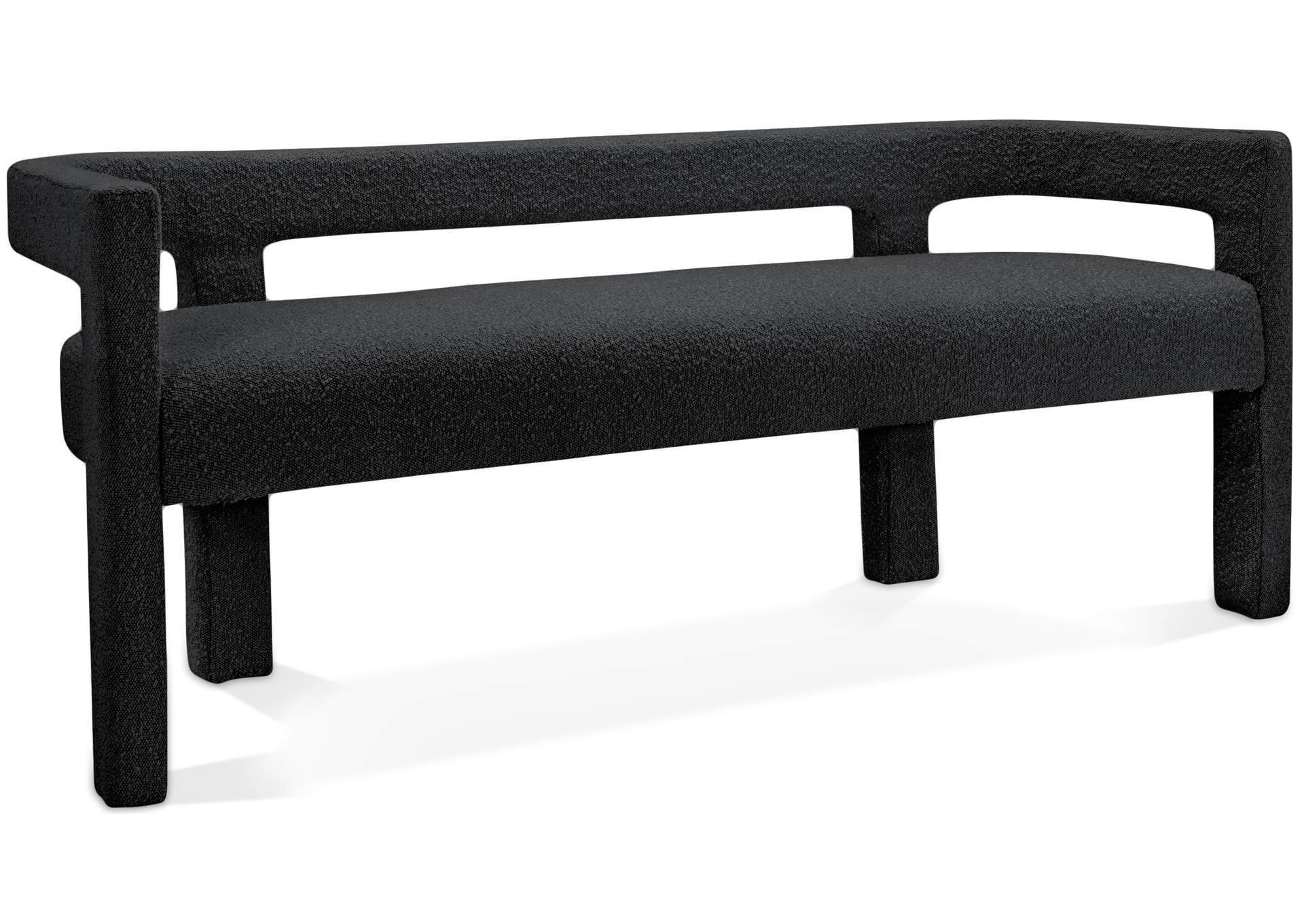 Athena Black Boucle Fabric Bench,Meridian Furniture