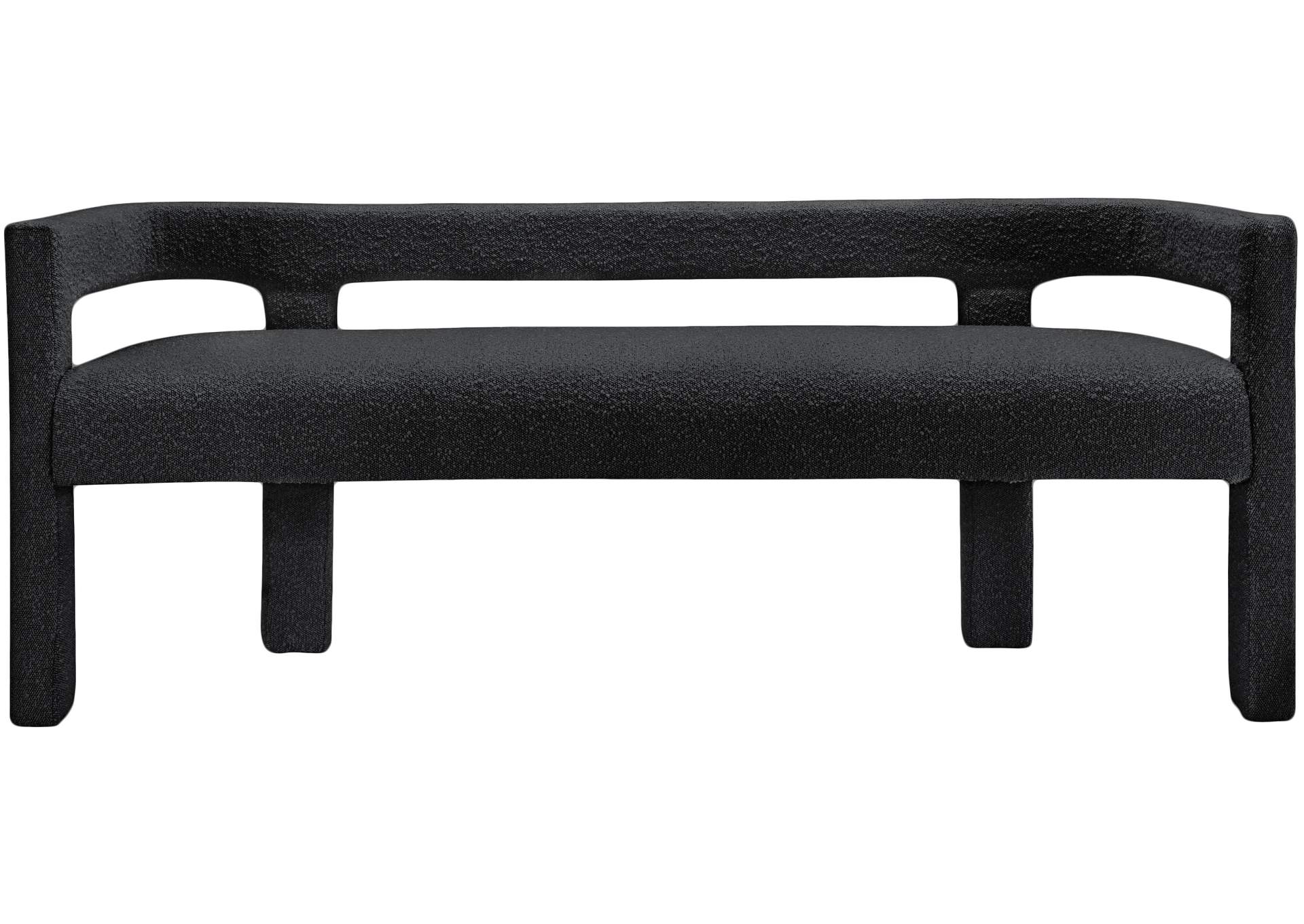 Athena Black Boucle Fabric Bench,Meridian Furniture