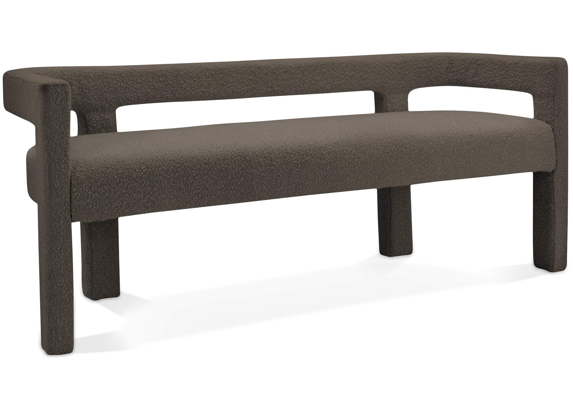 Athena Brown Boucle Fabric Bench,Meridian Furniture