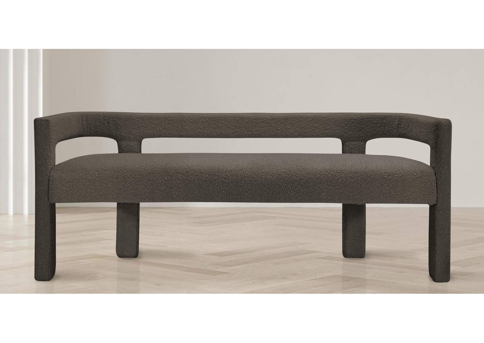 Athena Brown Boucle Fabric Bench,Meridian Furniture