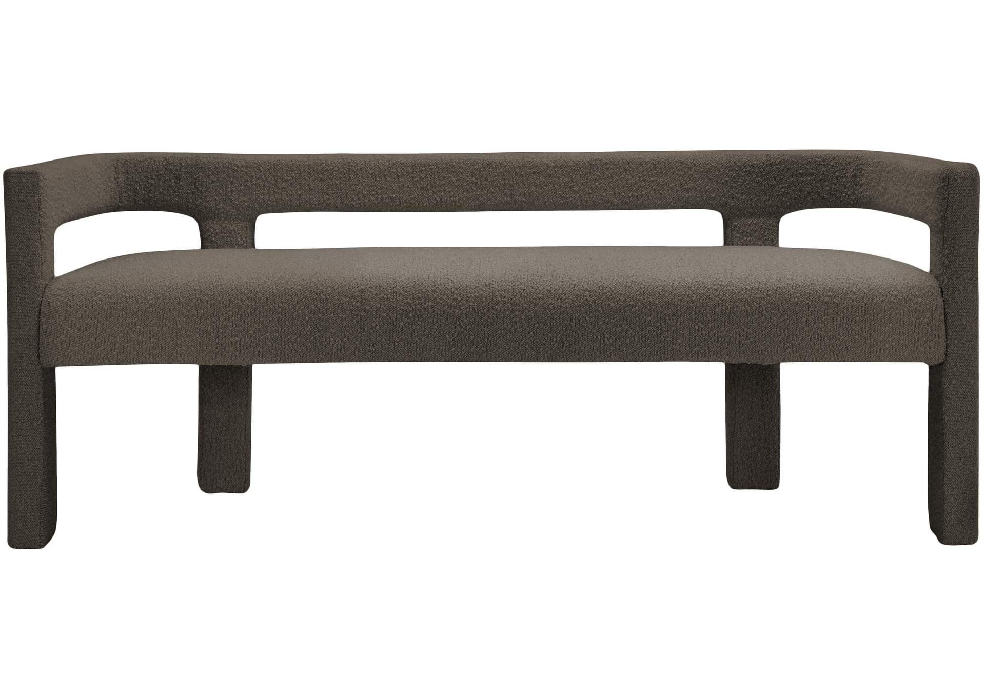 Athena Brown Boucle Fabric Bench,Meridian Furniture