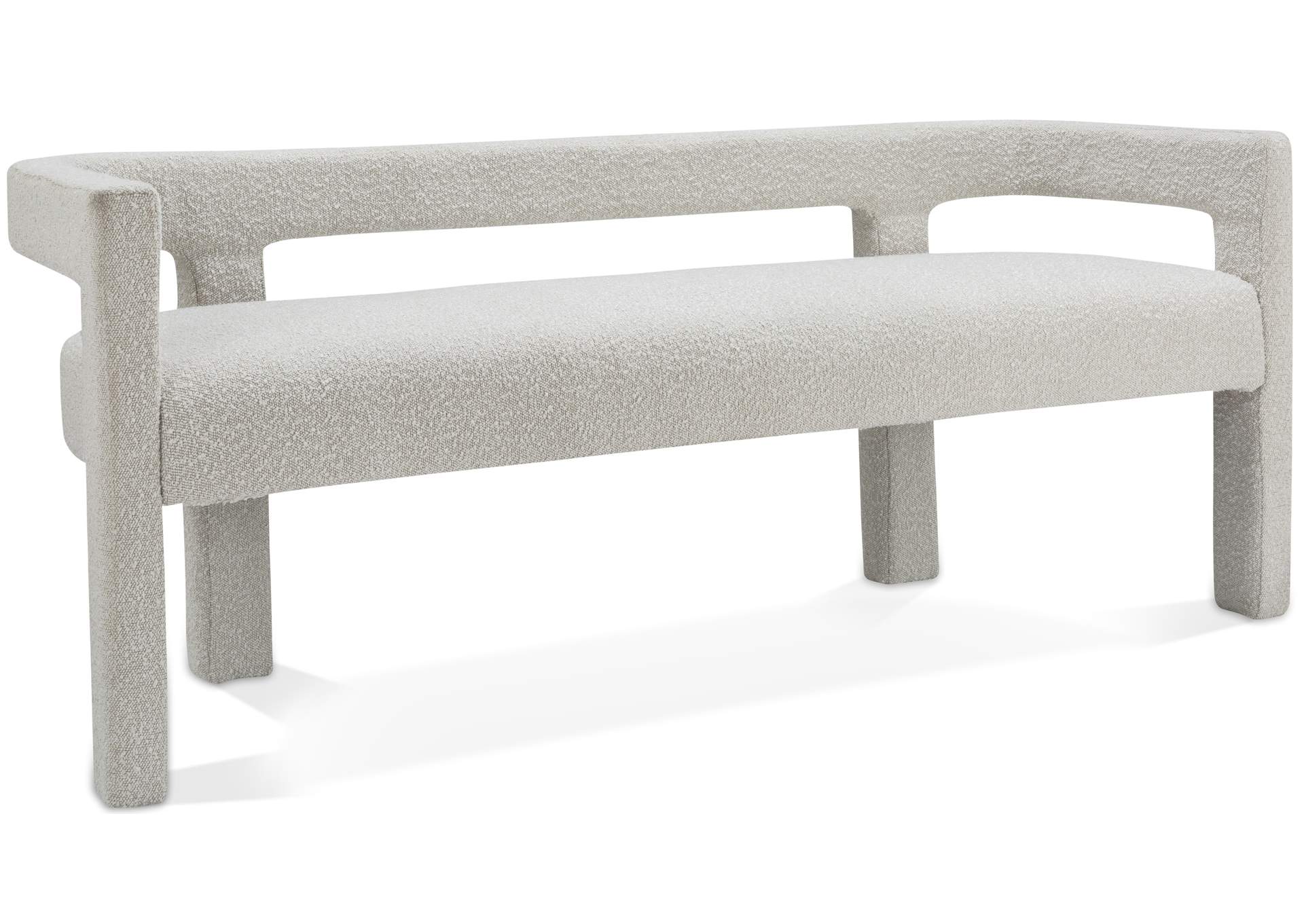 Athena Cream Boucle Fabric Bench,Meridian Furniture