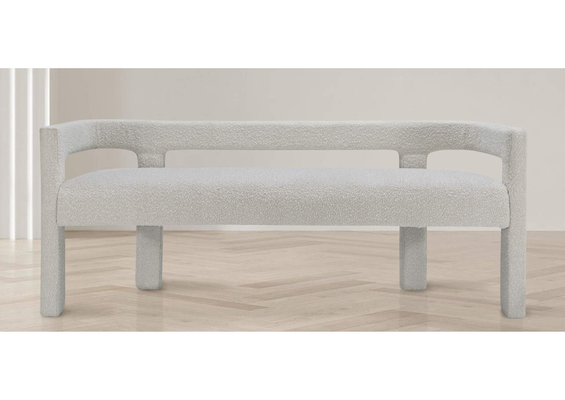 Athena Cream Boucle Fabric Bench,Meridian Furniture