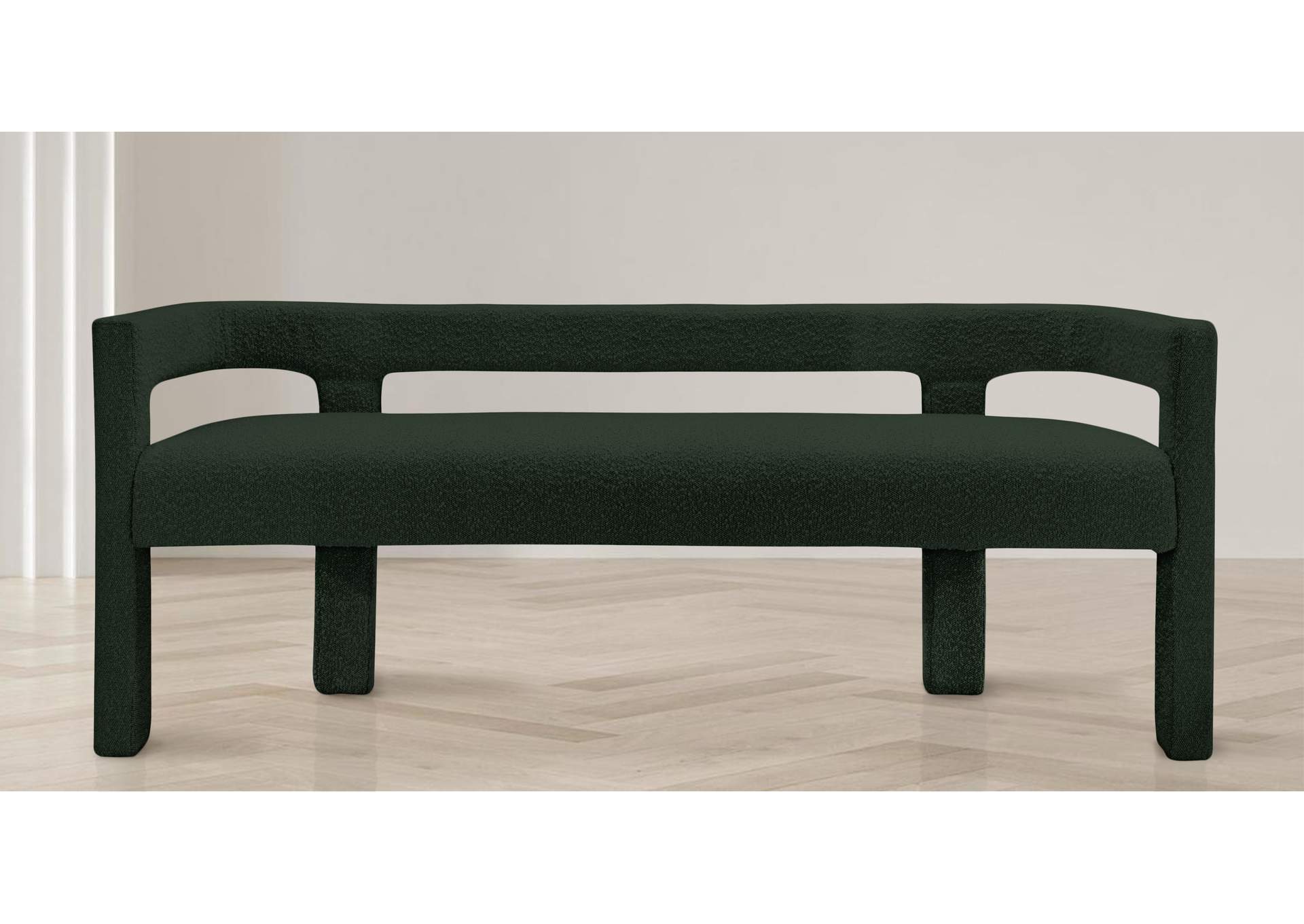 Athena Green Boucle Fabric Bench,Meridian Furniture