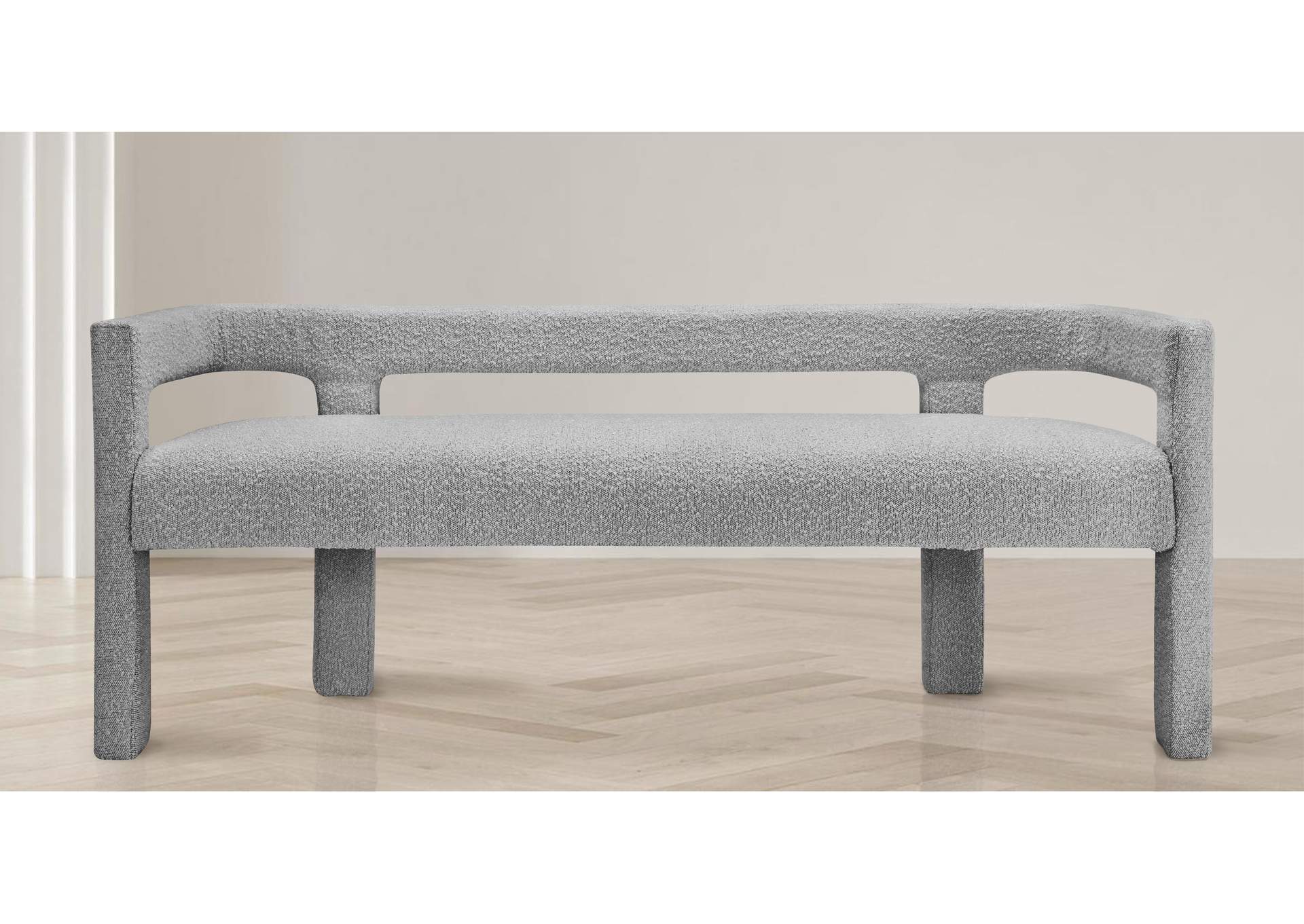 Athena Grey Boucle Fabric Bench,Meridian Furniture