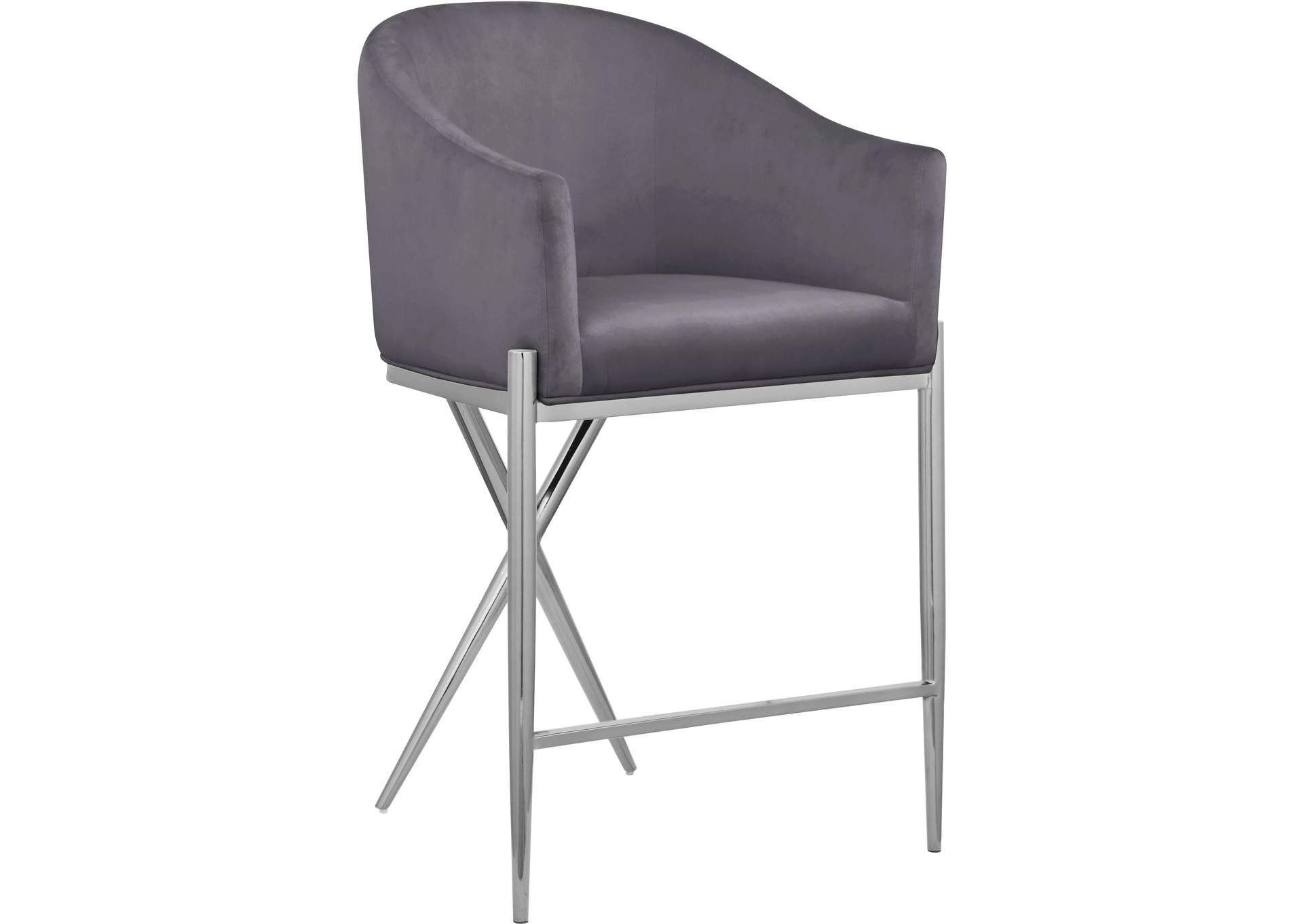 Xavier Grey Velvet Counter Stool,Meridian Furniture