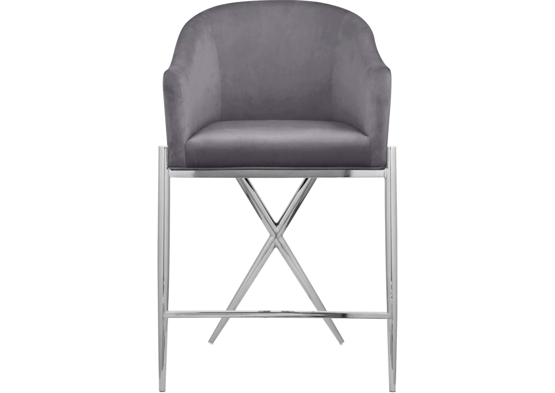 Xavier Grey Velvet Counter Stool,Meridian Furniture