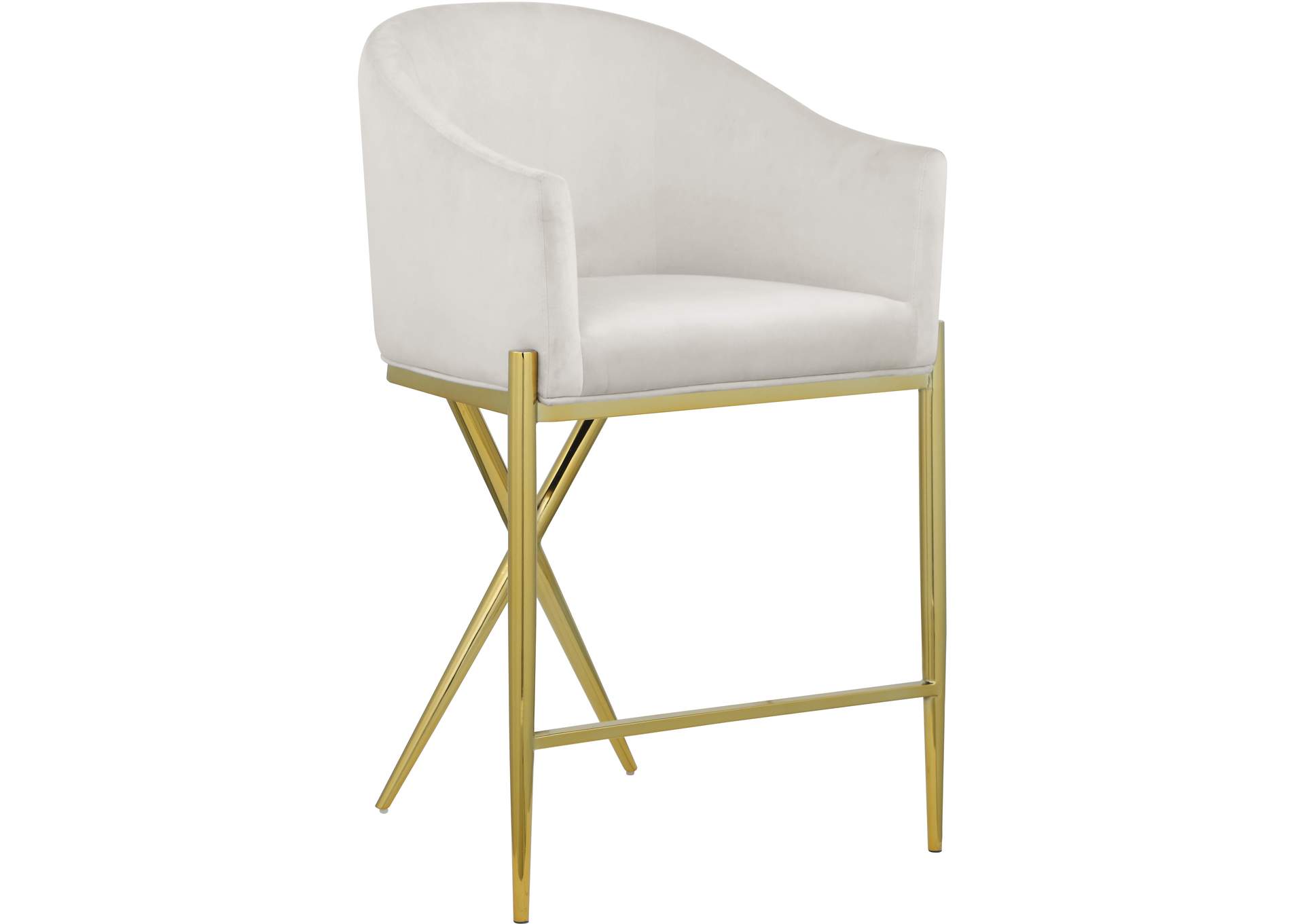 Xavier Cream Velvet Counter Stool,Meridian Furniture